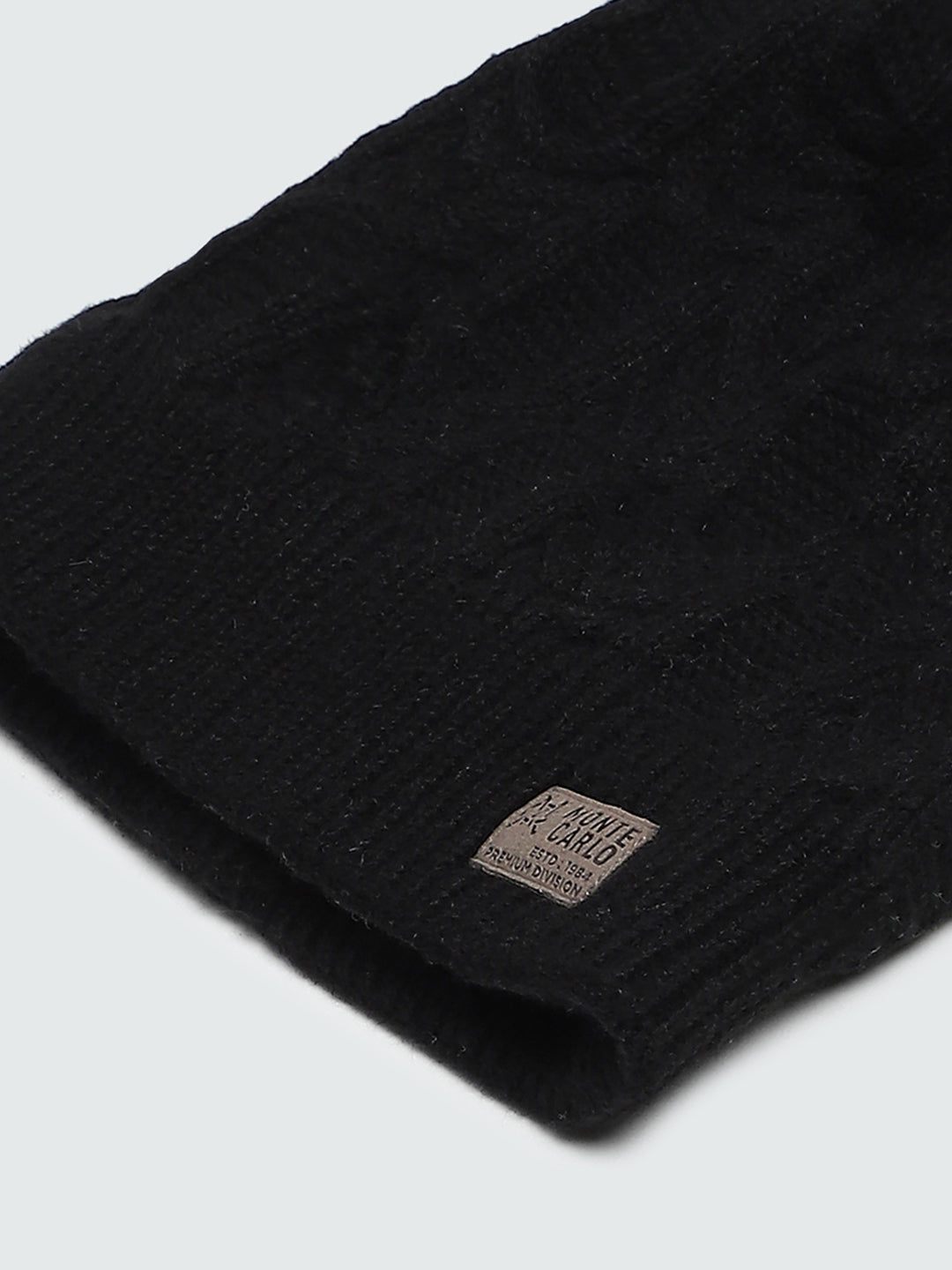 Men Black Self Design Cap