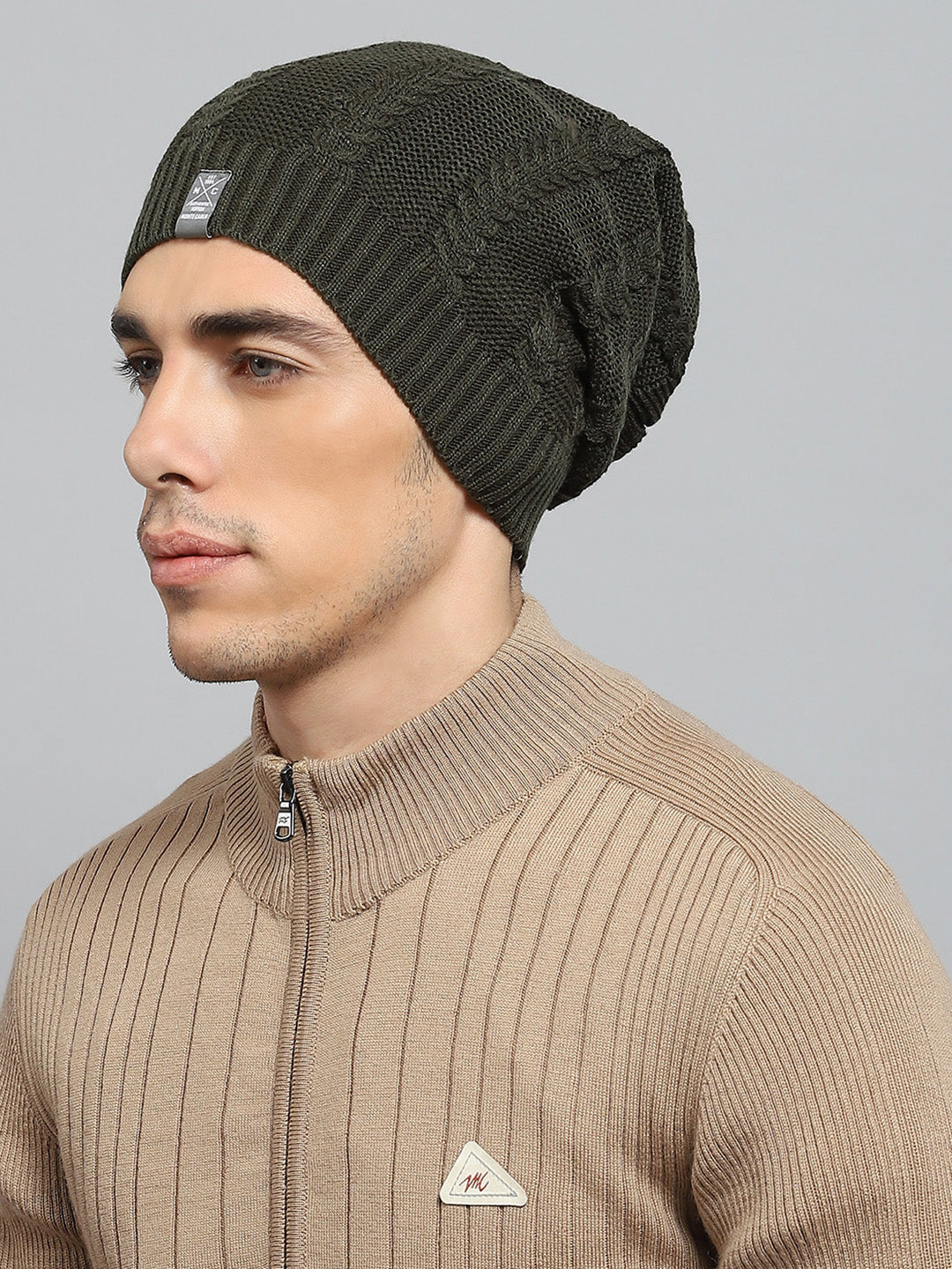 Men Olive Solid Cap