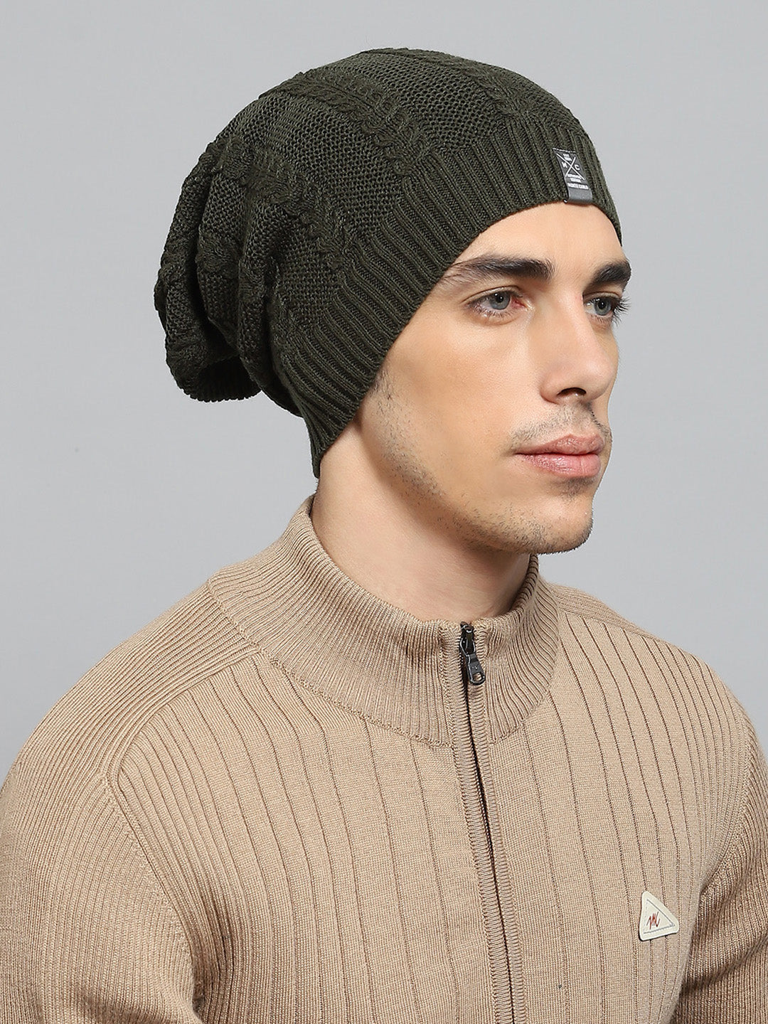 Men Olive Solid Cap