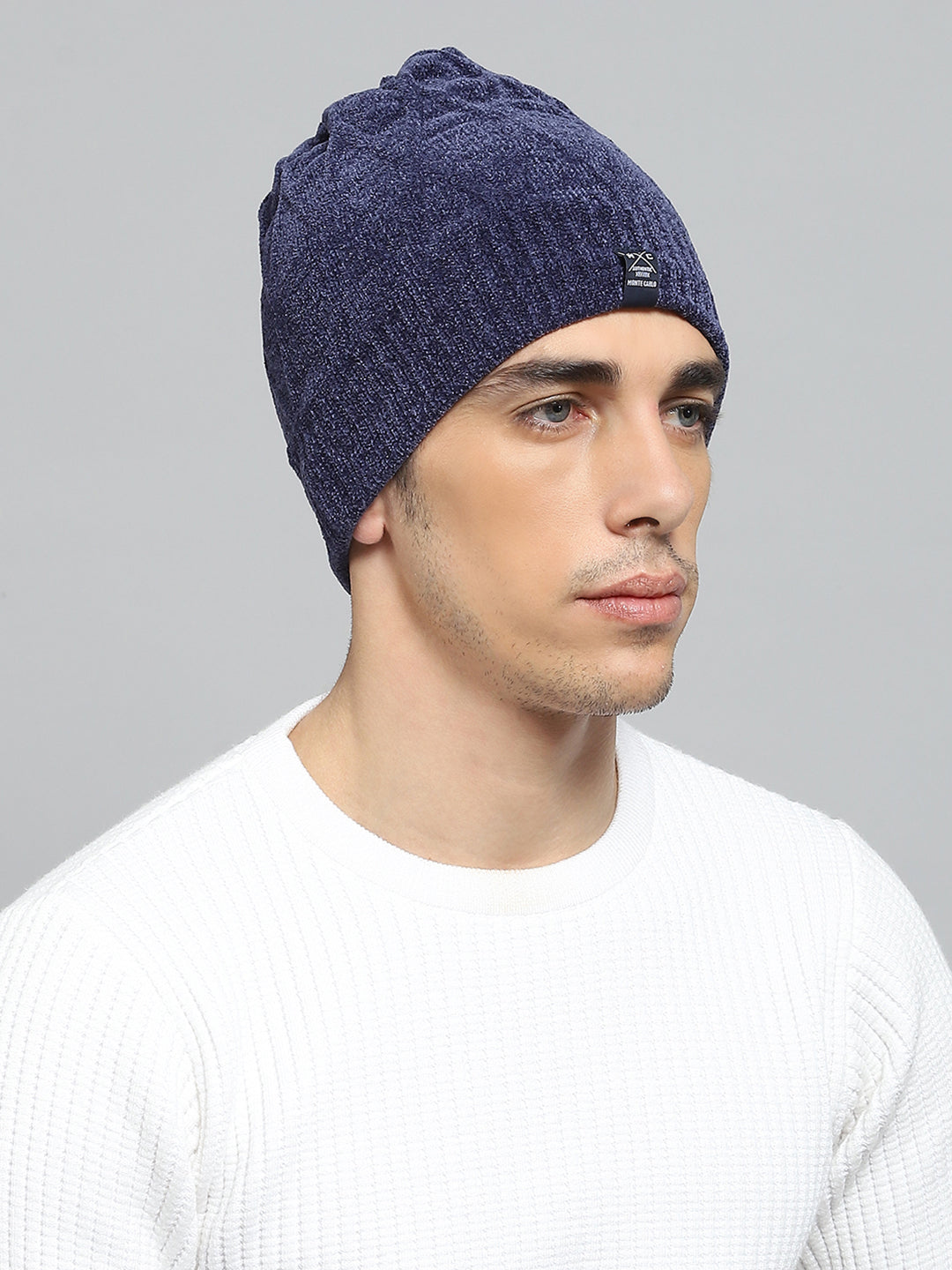 Men Navy Blue Solid Cap