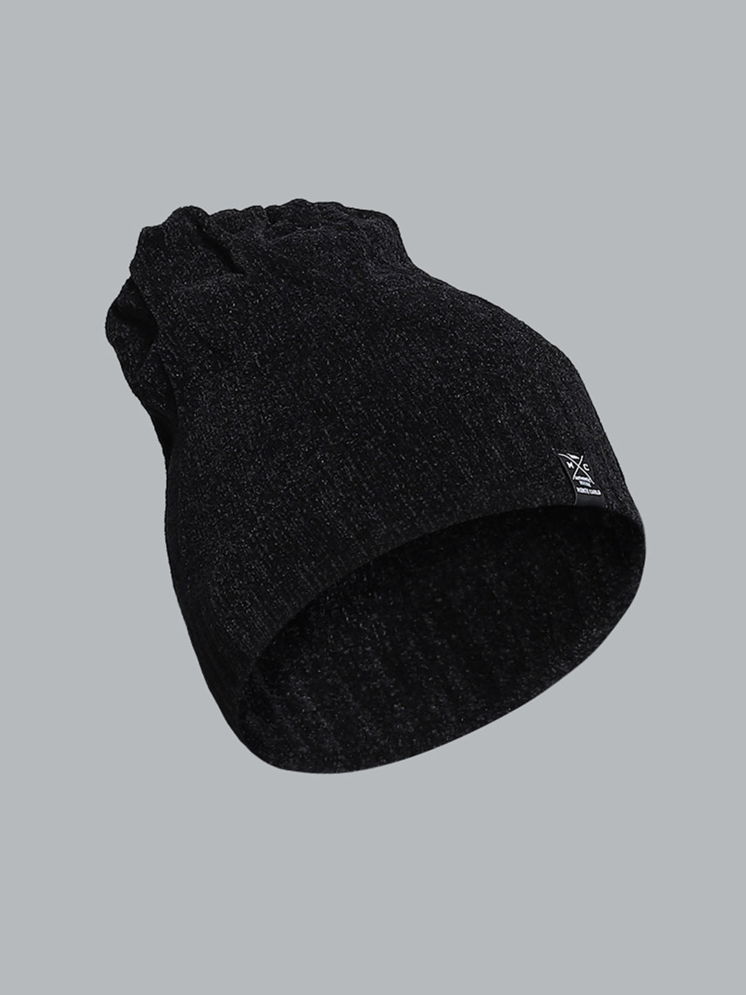 Men Black Self Design Cap
