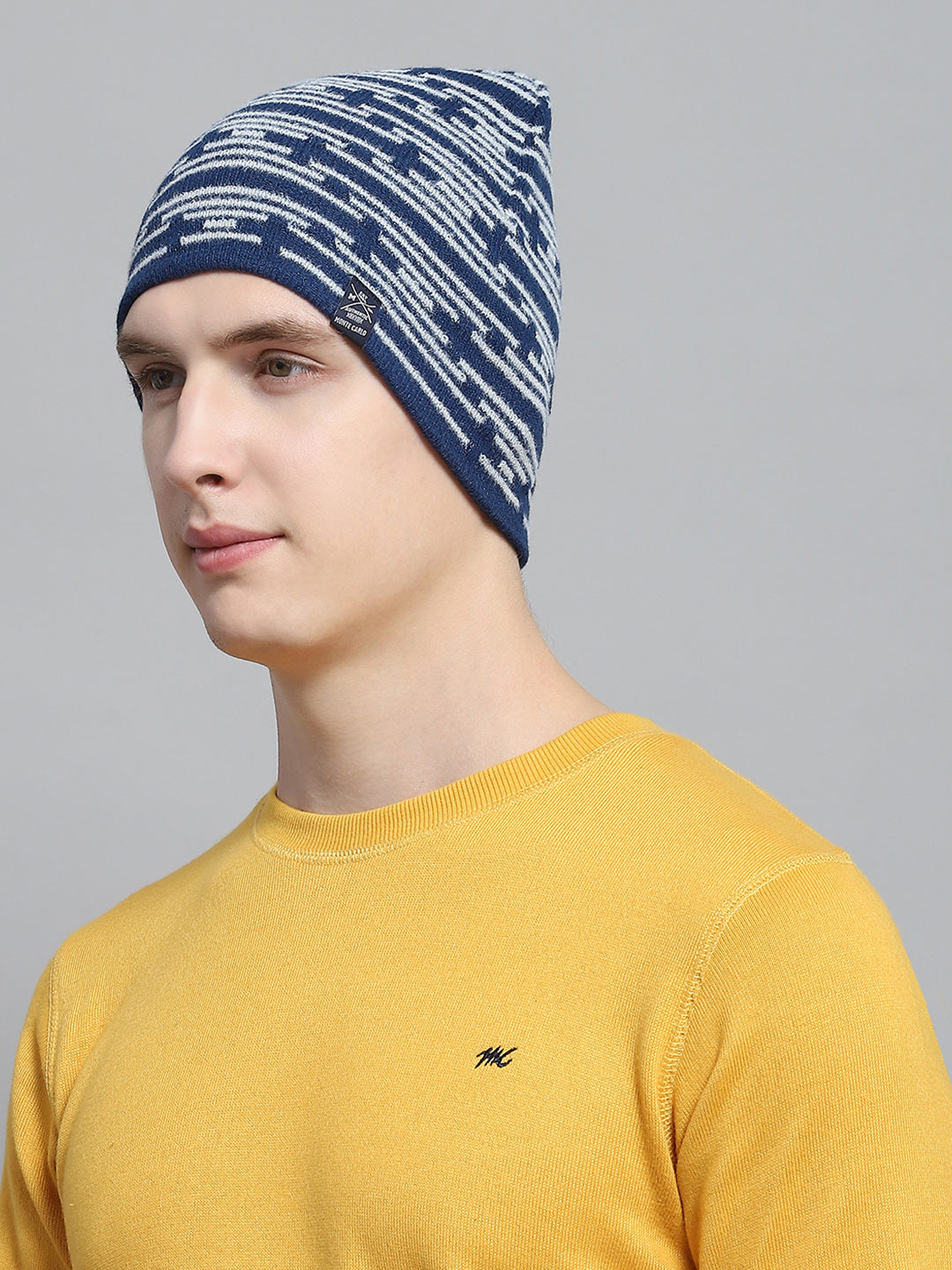 Men Blue Self Design Cap