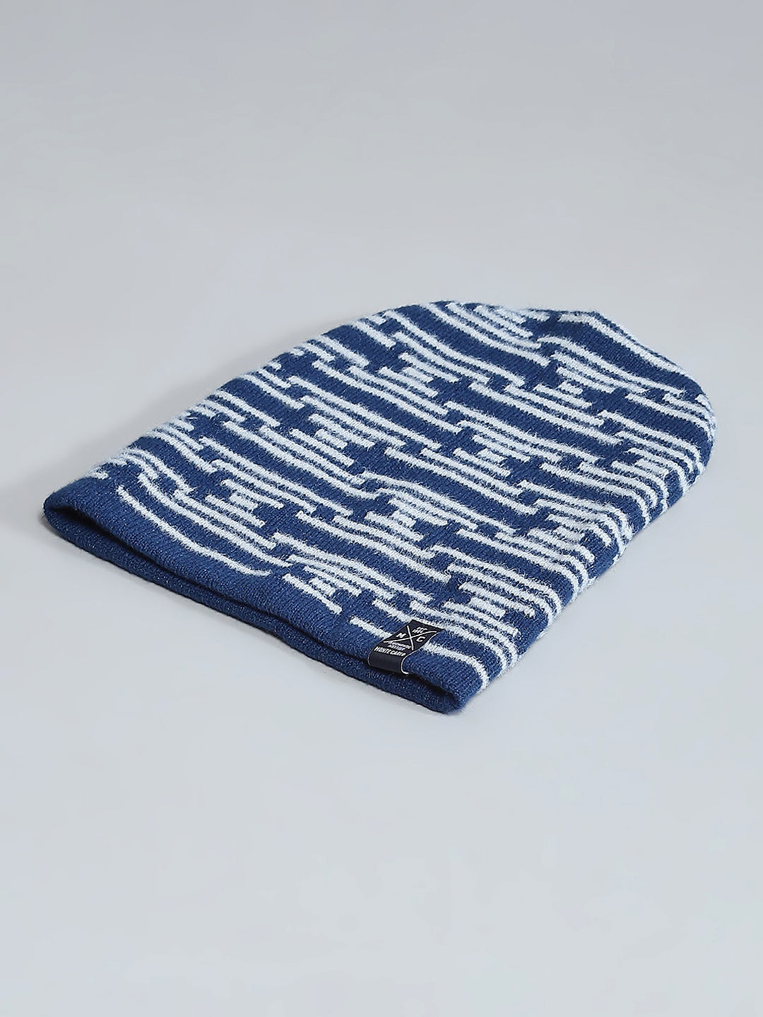 Men Blue Self Design Cap