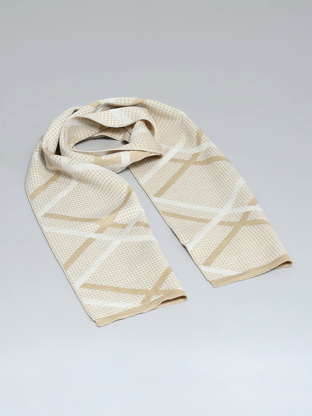 Men Beige Self Design Muffler