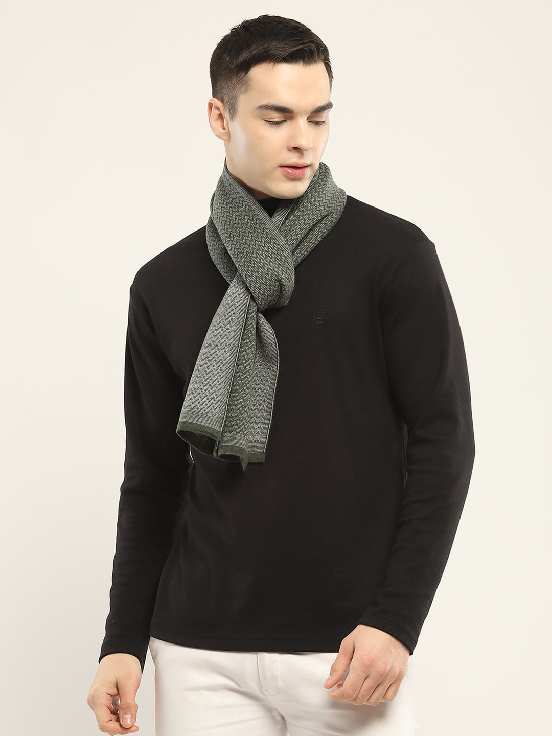 Men Green Self Design Muffler