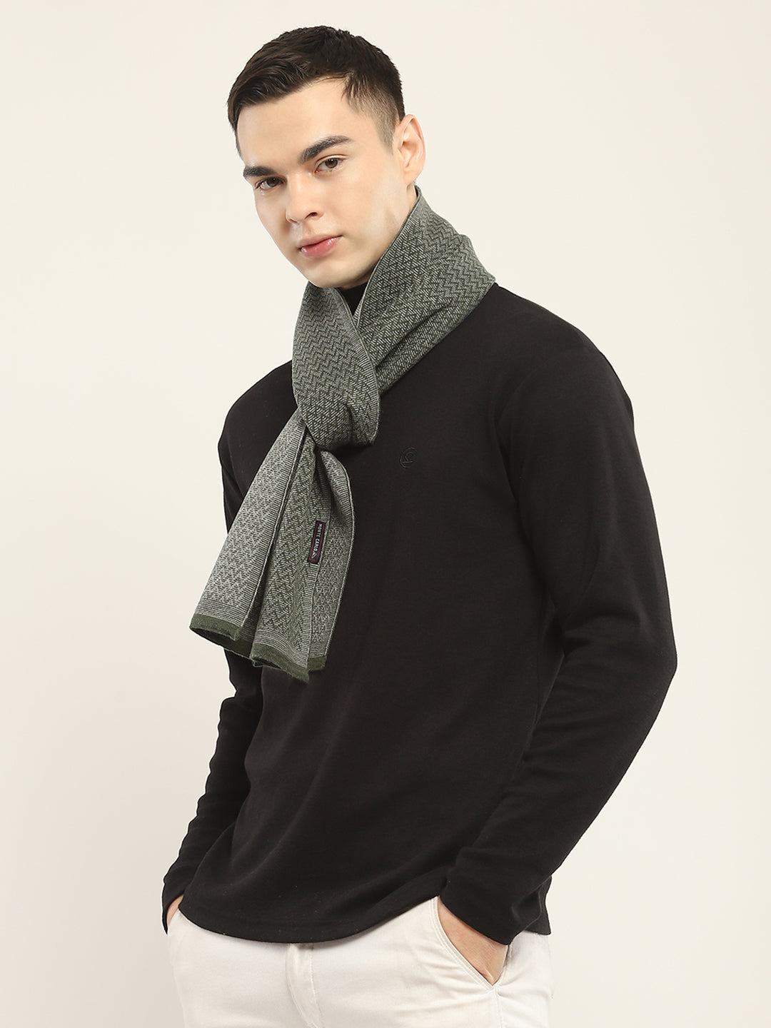 Men Green Self Design Muffler