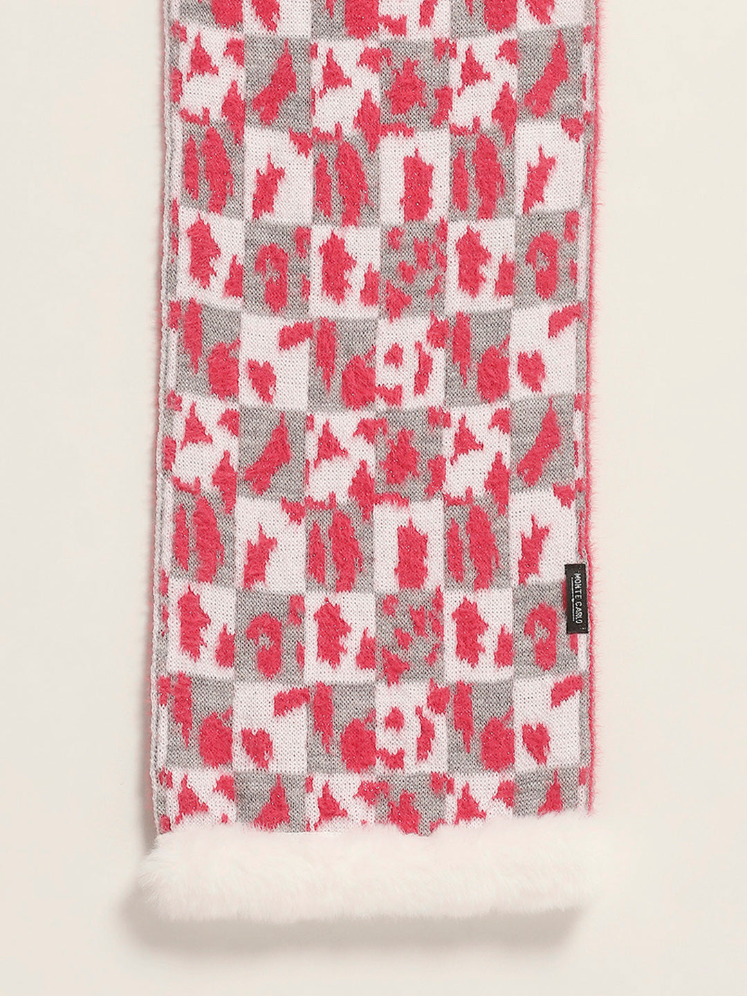 Women Red Self Design Muffler