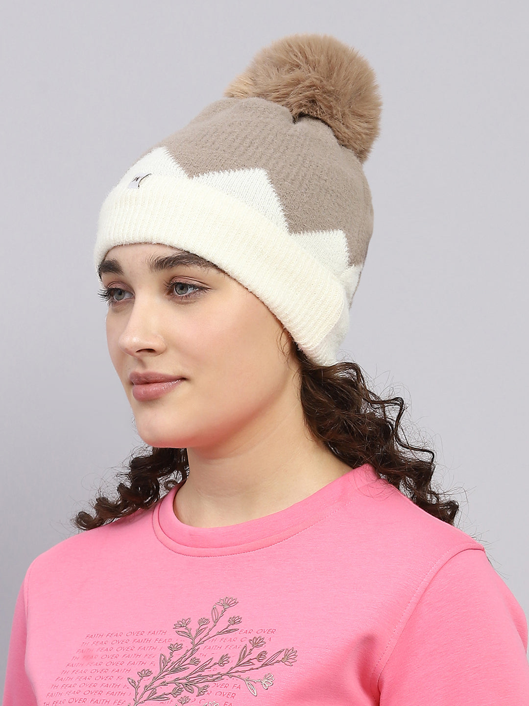 Women Brown Self Design Cap