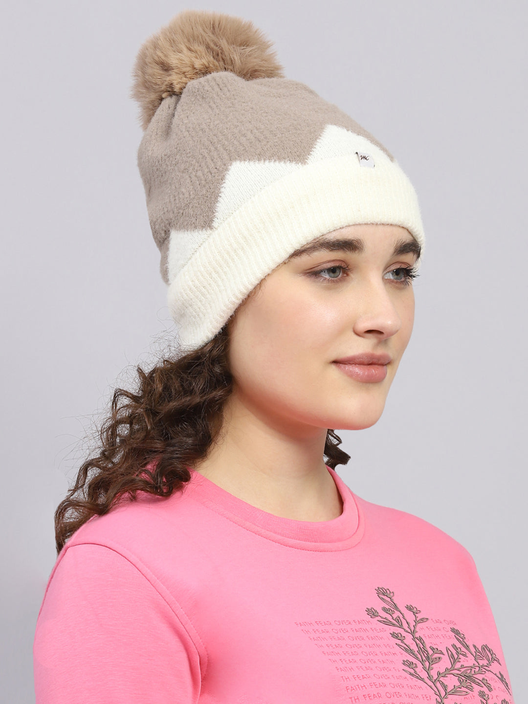 Women Brown Self Design Cap