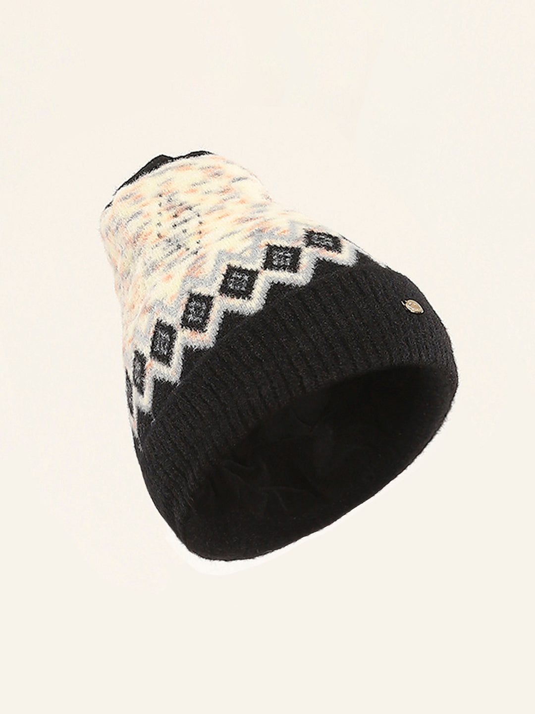 Women Black Self Design Cap