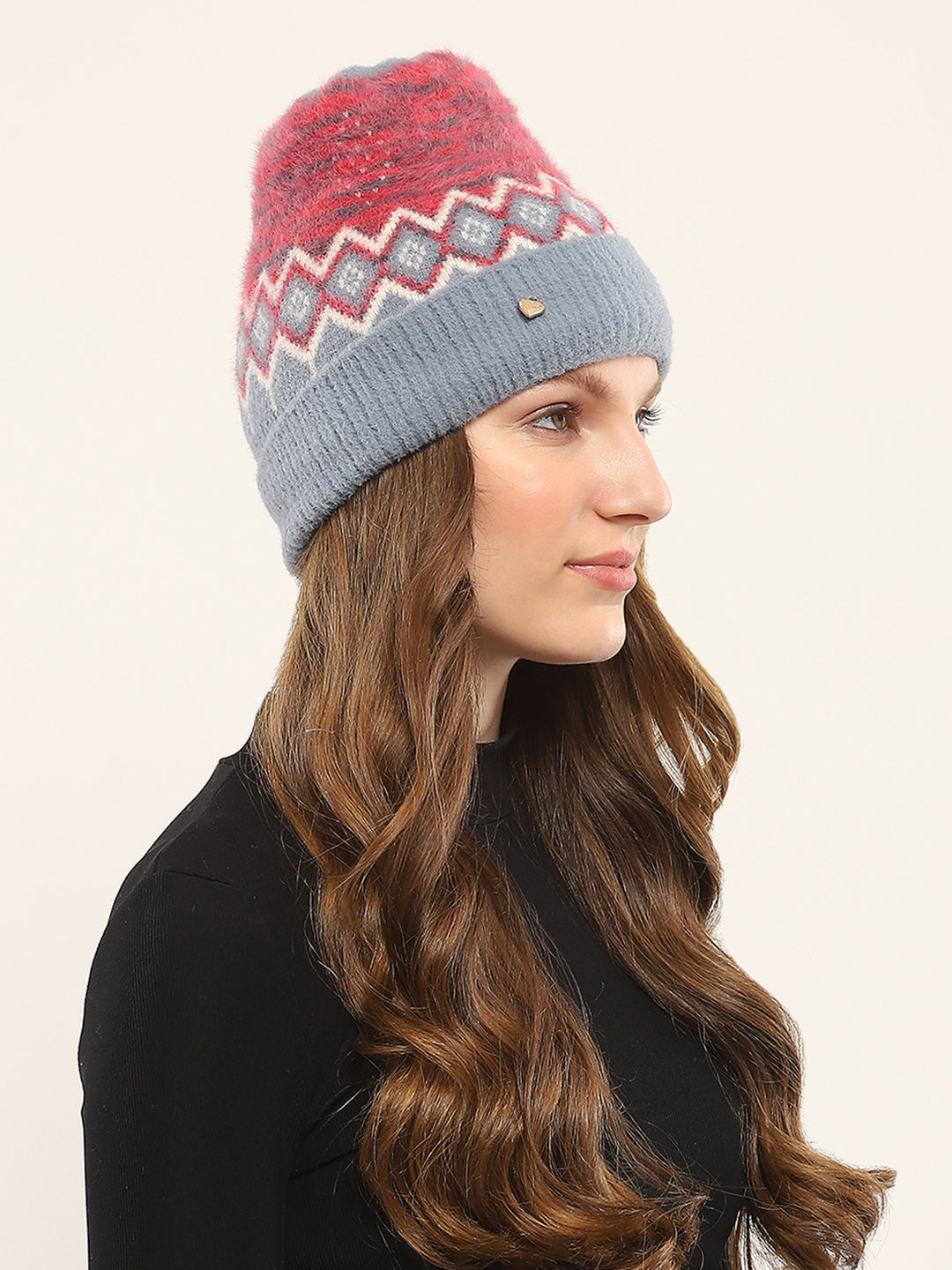 Women Blue Self Design Cap