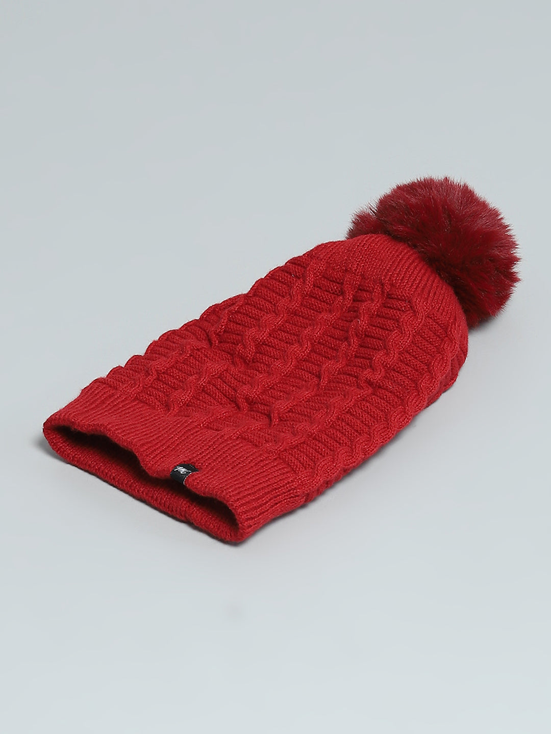 Women Maroon Self Design Cap