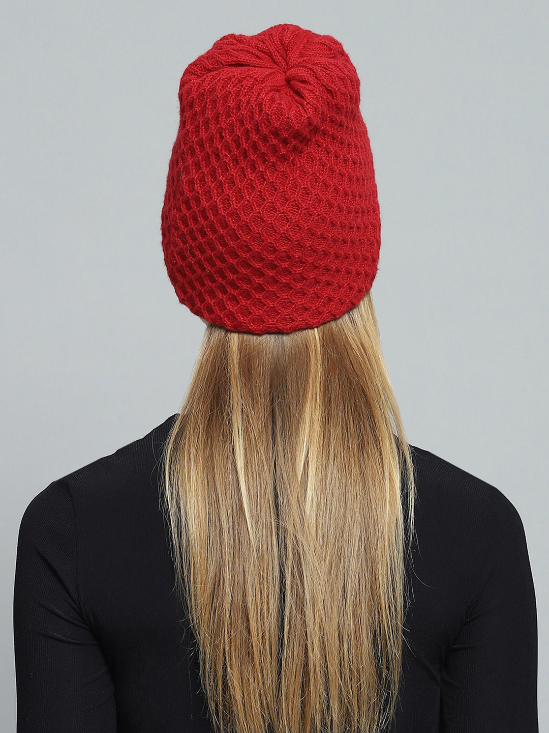 Women Maroon Self Design Cap