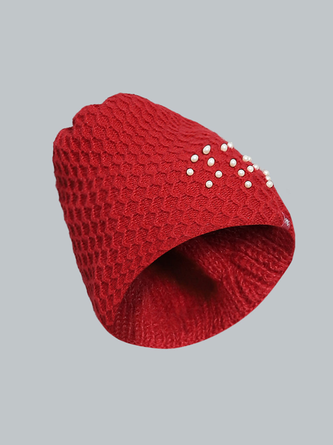 Women Maroon Self Design Cap
