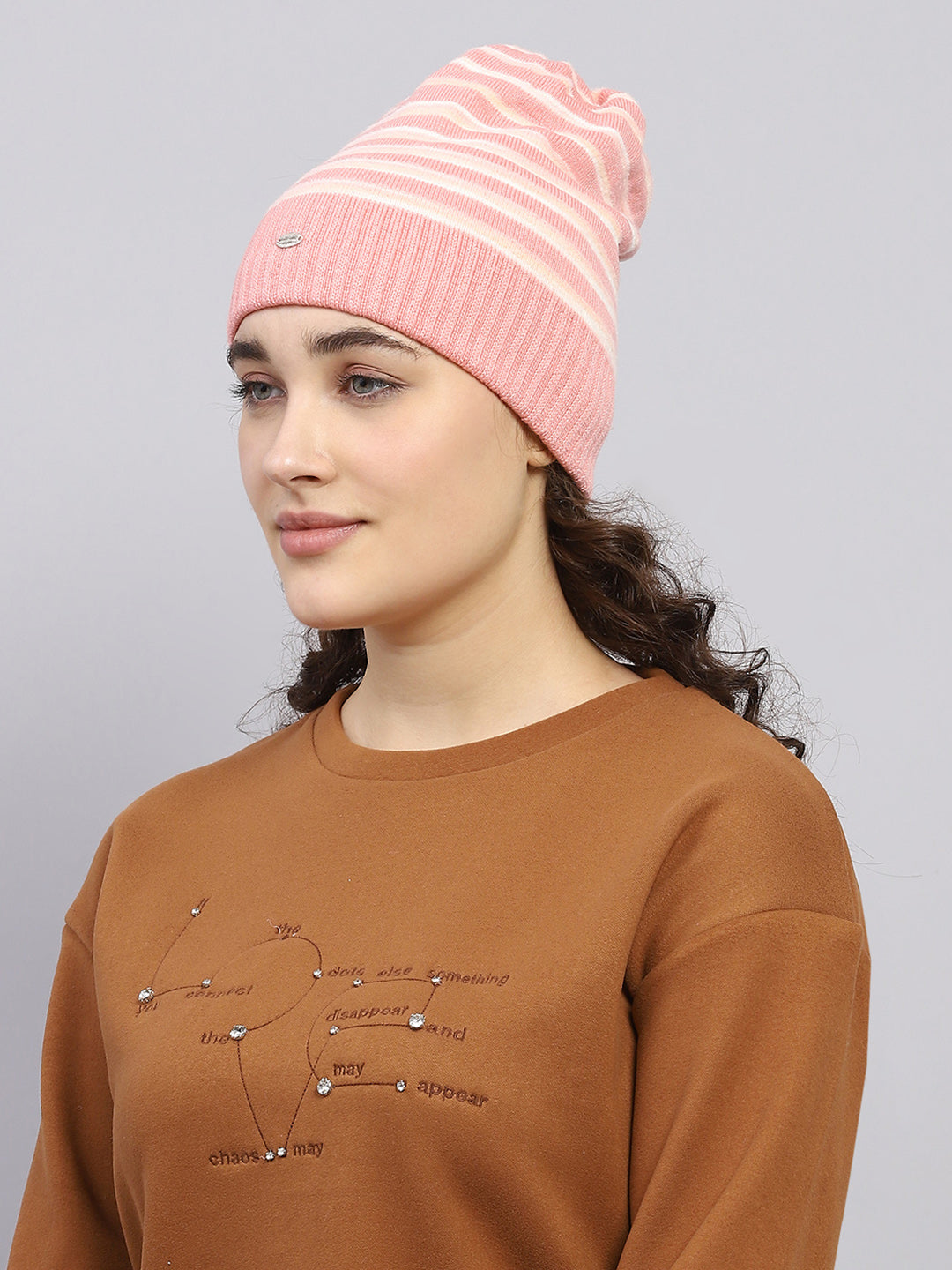 Women Pink Self Design Cap