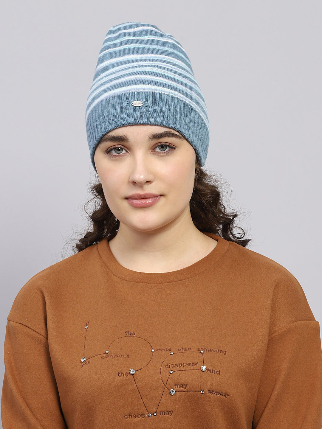 Women Blue Self Design Cap