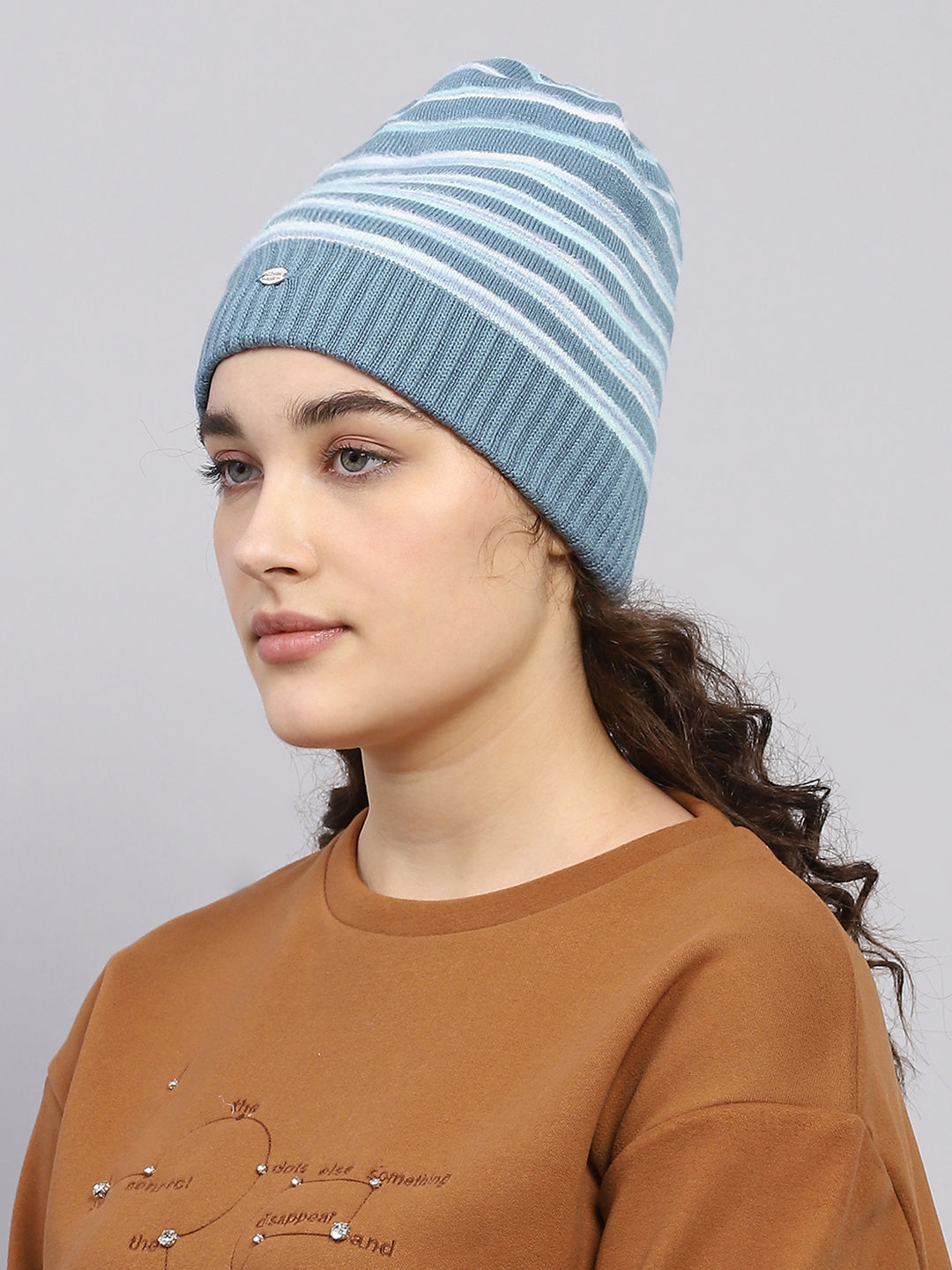 Women Blue Self Design Cap