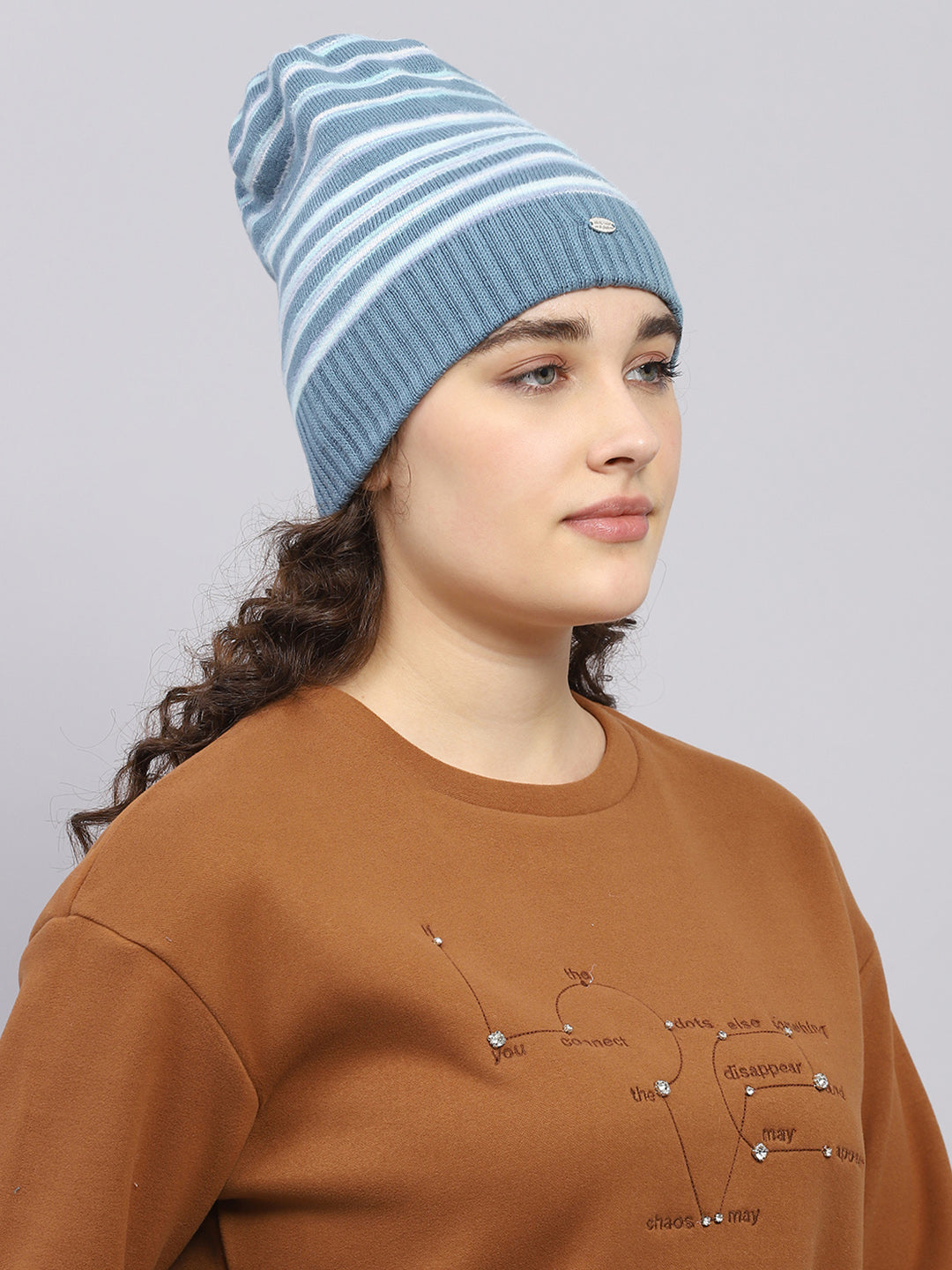 Women Blue Self Design Cap