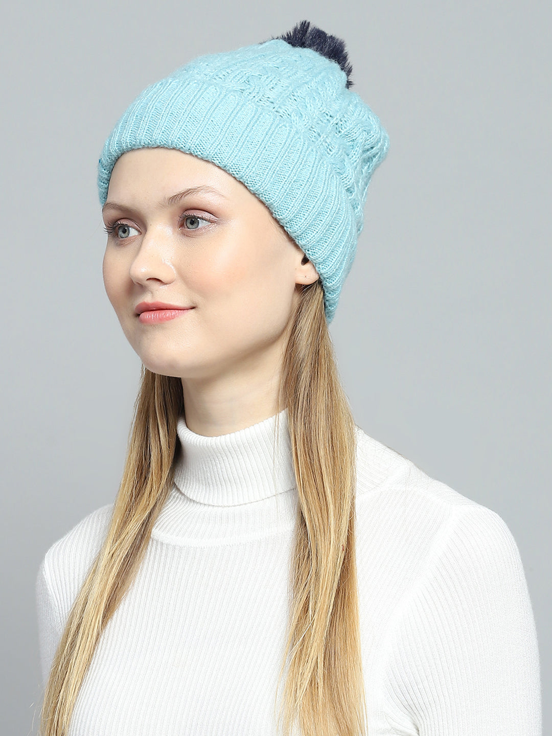 Women Blue Self Design Cap