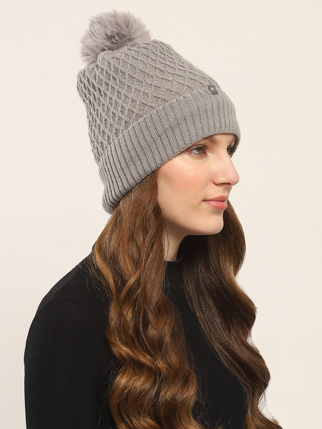 Women Grey Self Design Cap