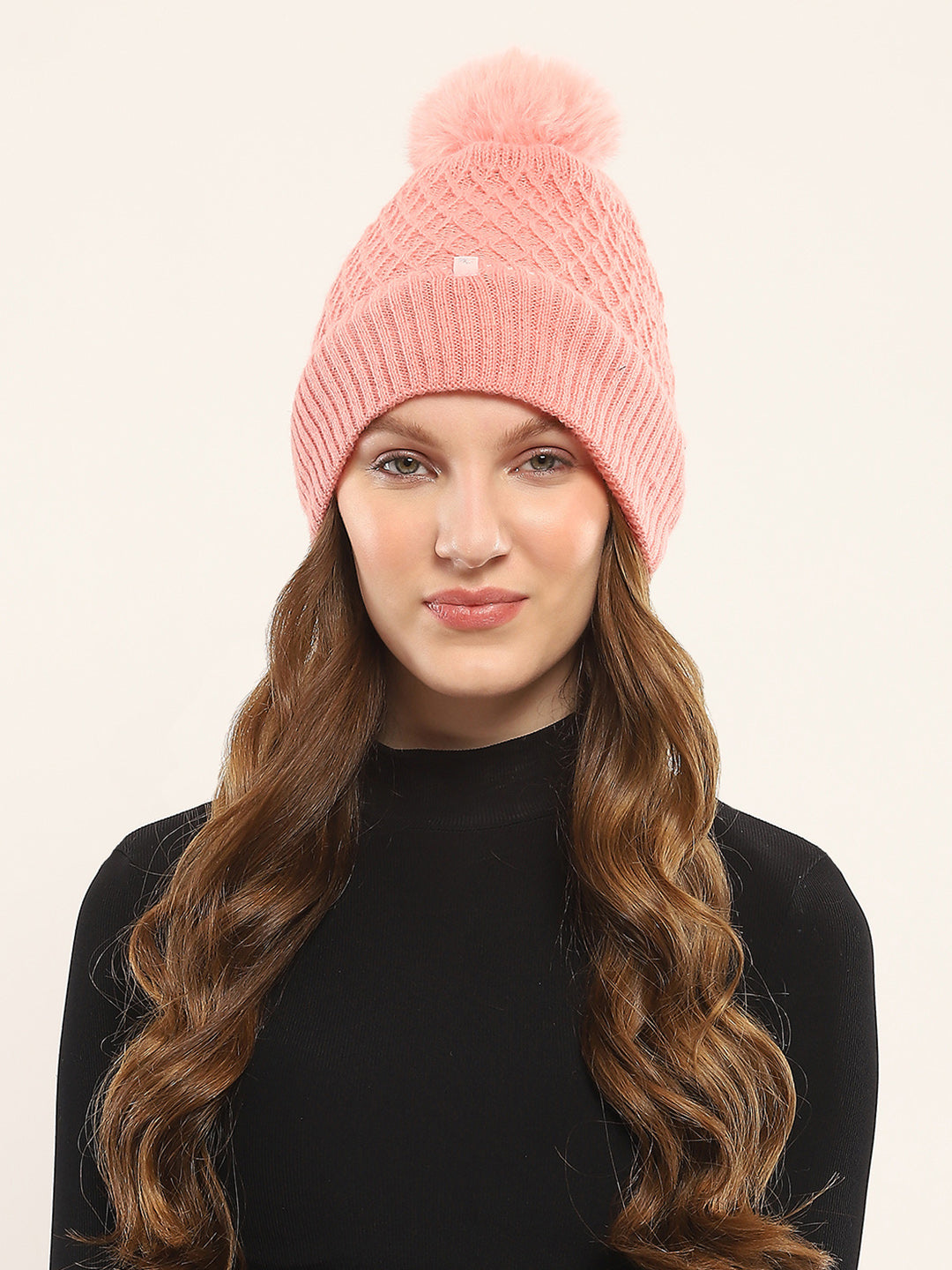 Women Pink Self Design Cap
