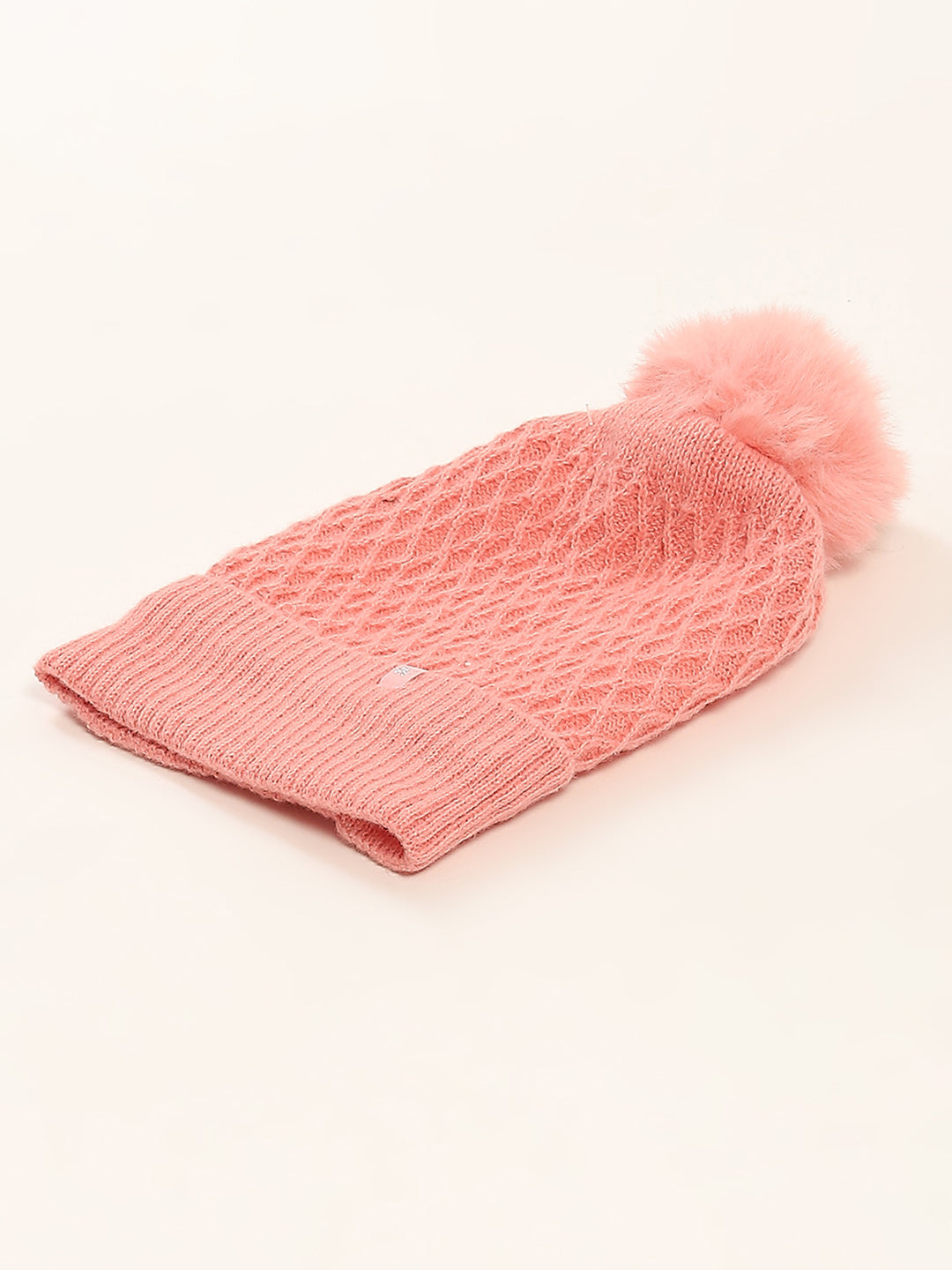 Women Pink Self Design Cap