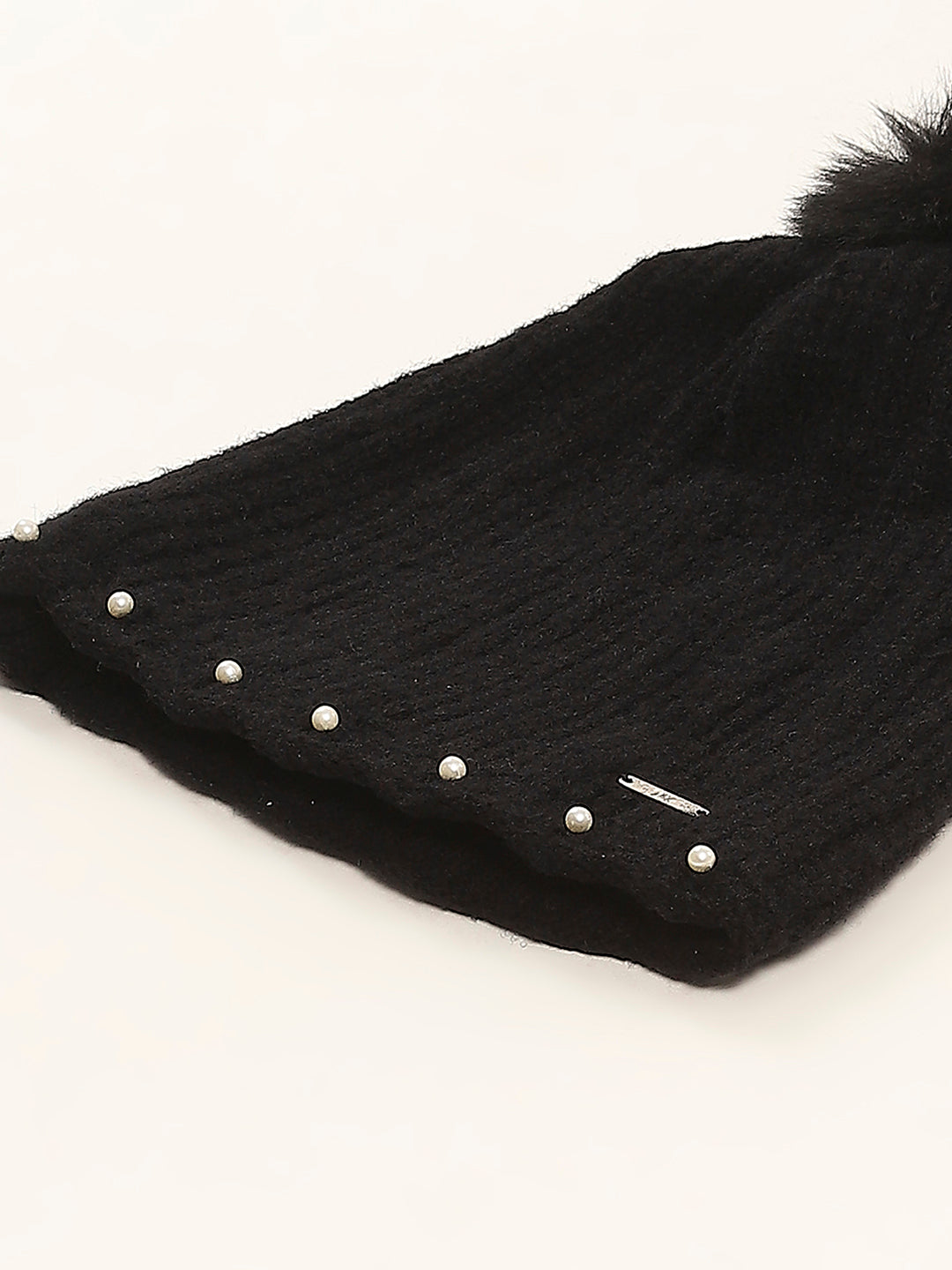 Women Black Self Design Cap