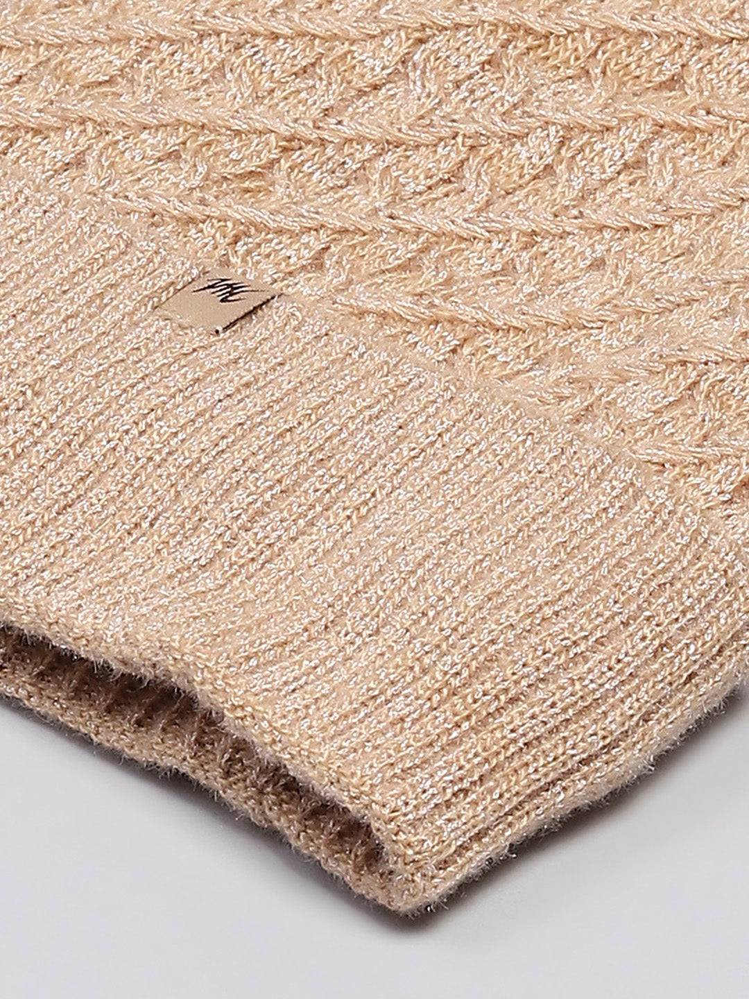 Women Beige Self Design Cap