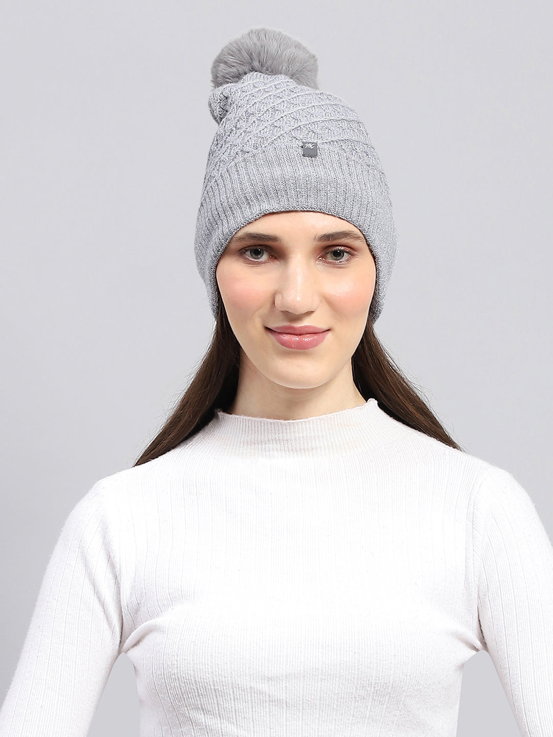 Pom Pom Polo Hat For Women Buy Women Grey Self Design Cap