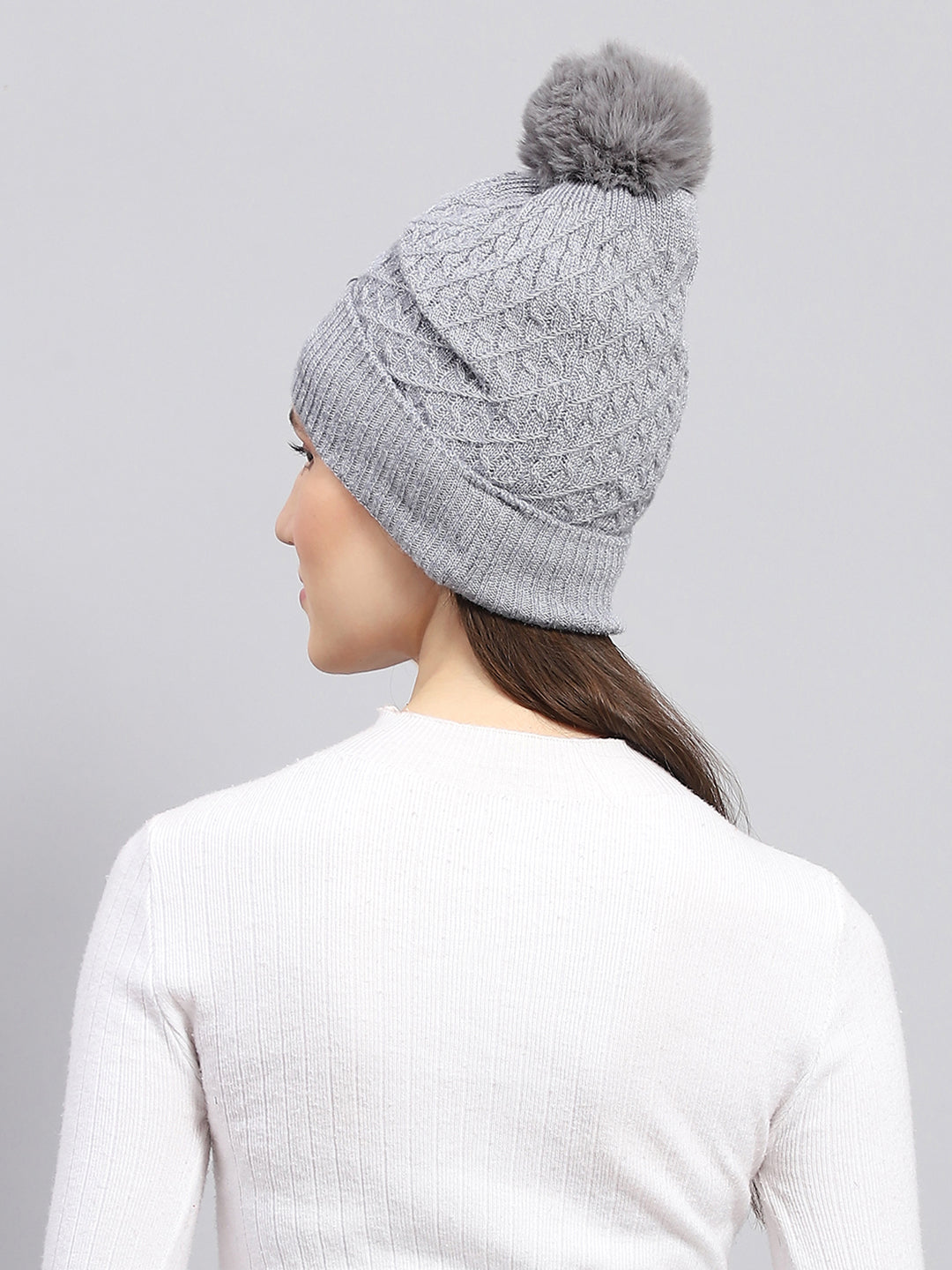 Women Grey Self Design Cap