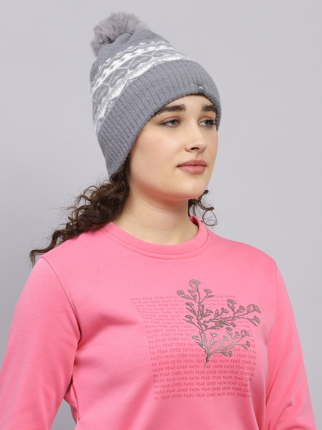 Women Grey Self Design Cap