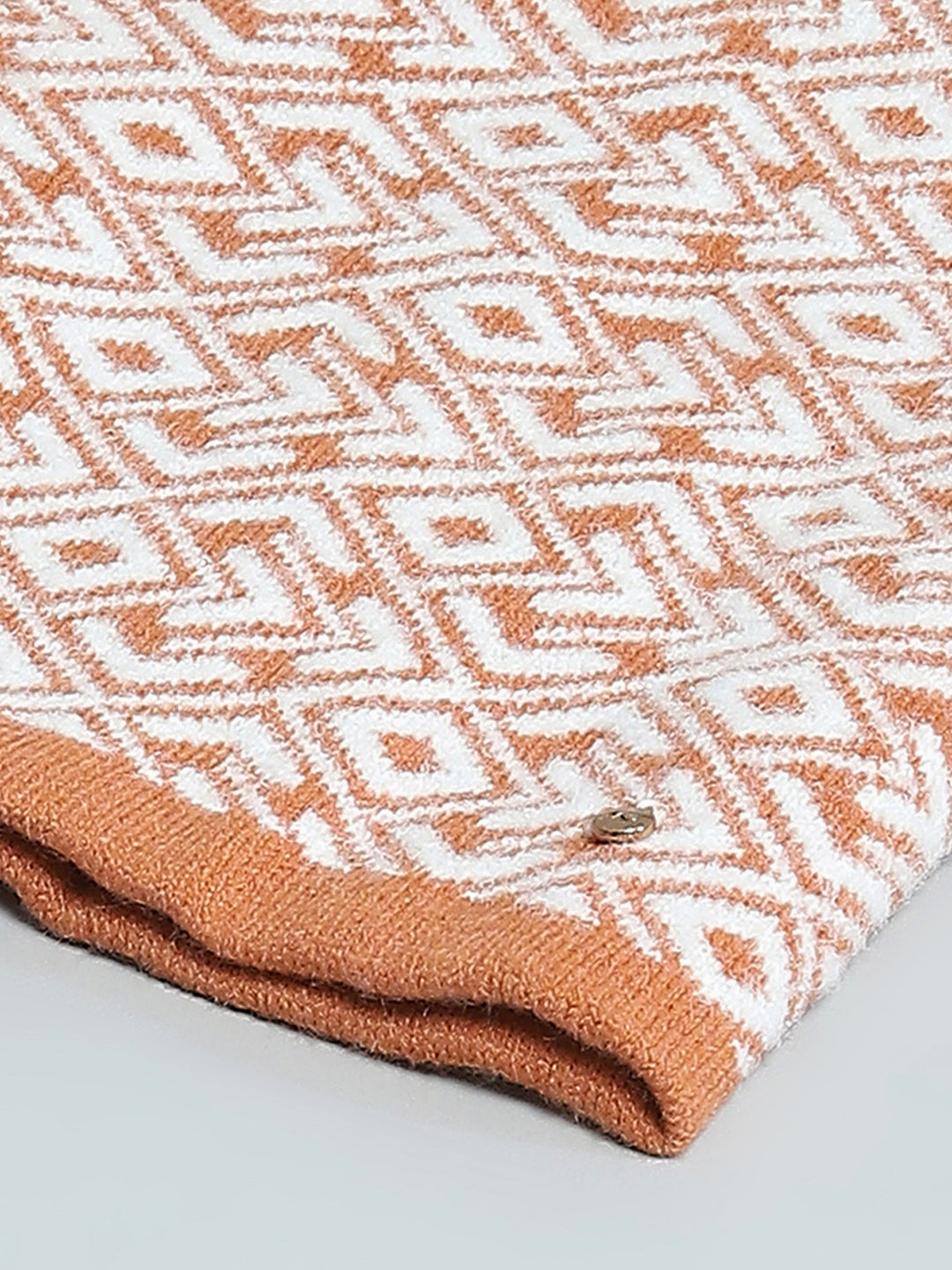 Women Rust Self Design Cap