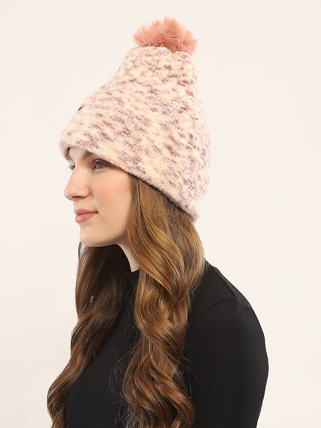 Women Pink Self Design Cap