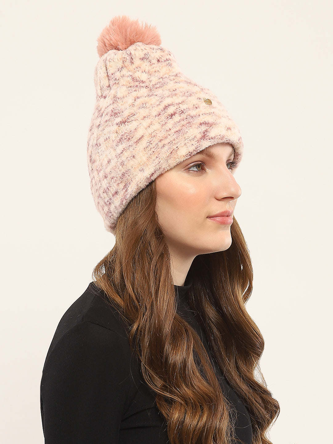 Women Pink Self Design Cap