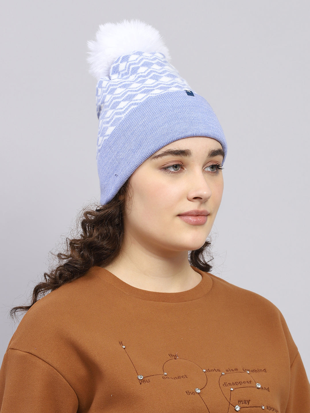 Women Blue Self Design Cap