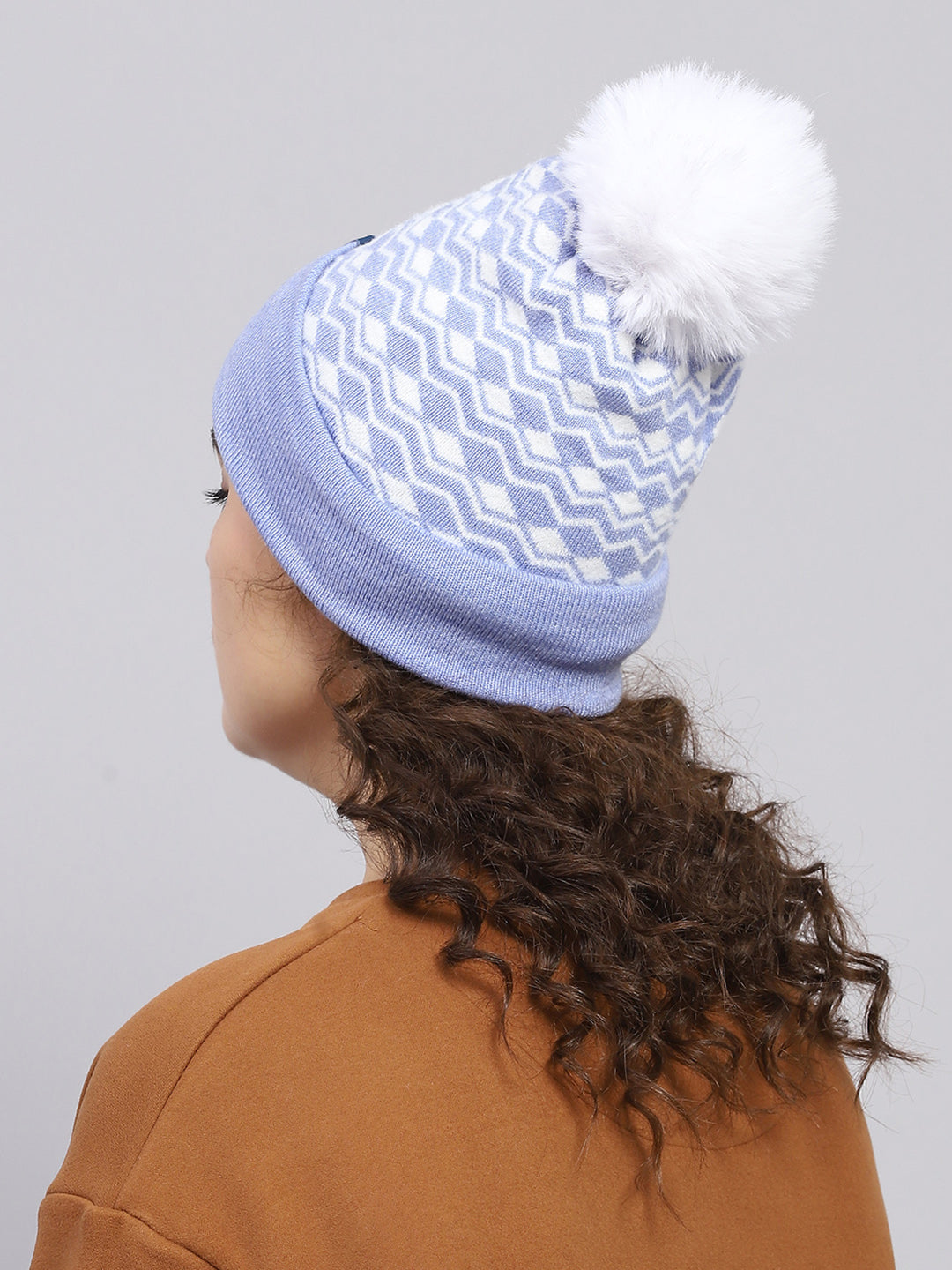 Women Blue Self Design Cap