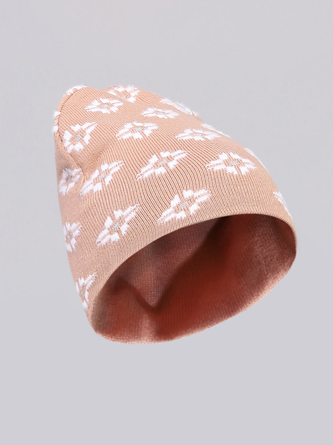 Women Peach Self Design Cap