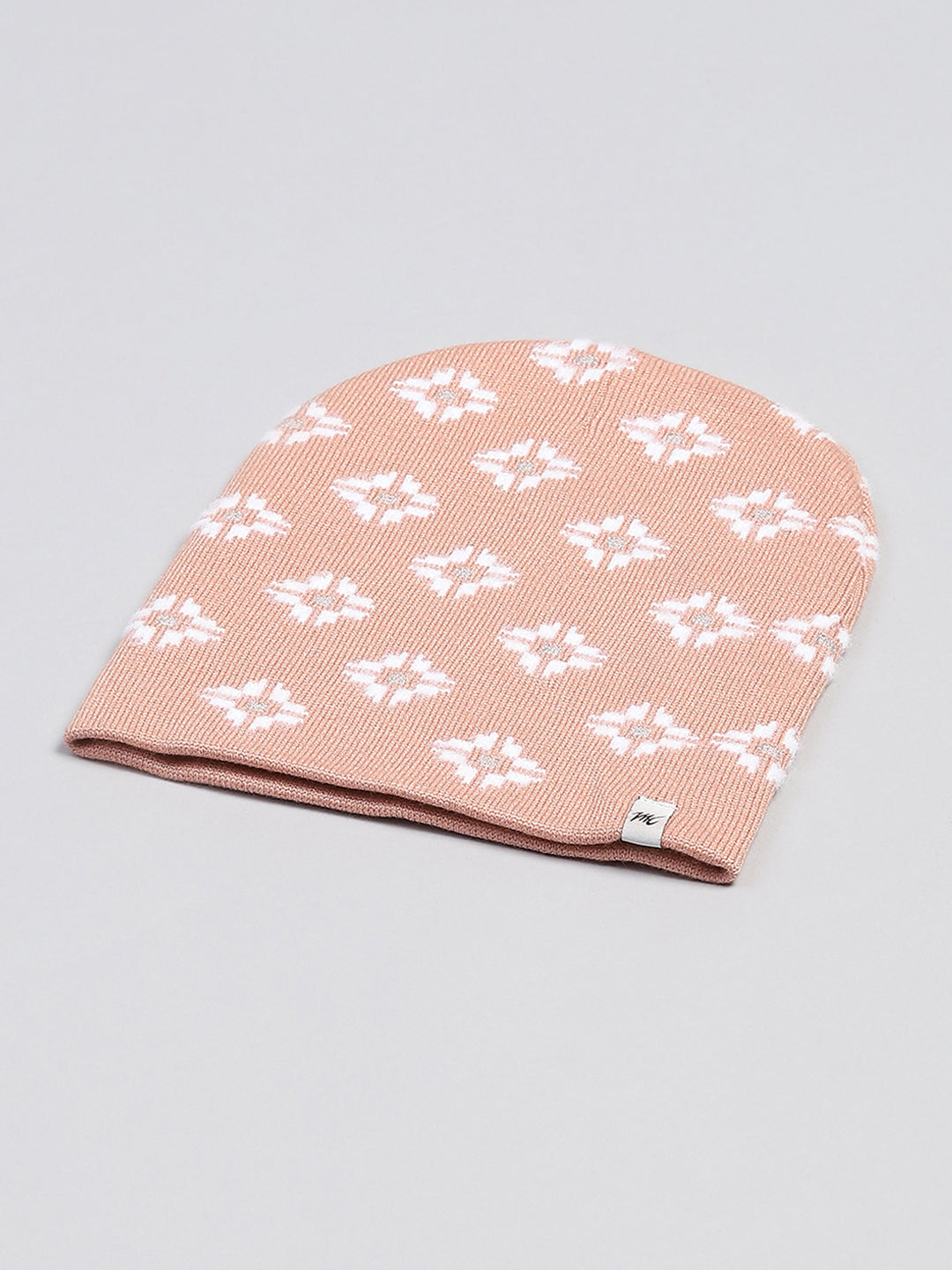 Women Peach Self Design Cap