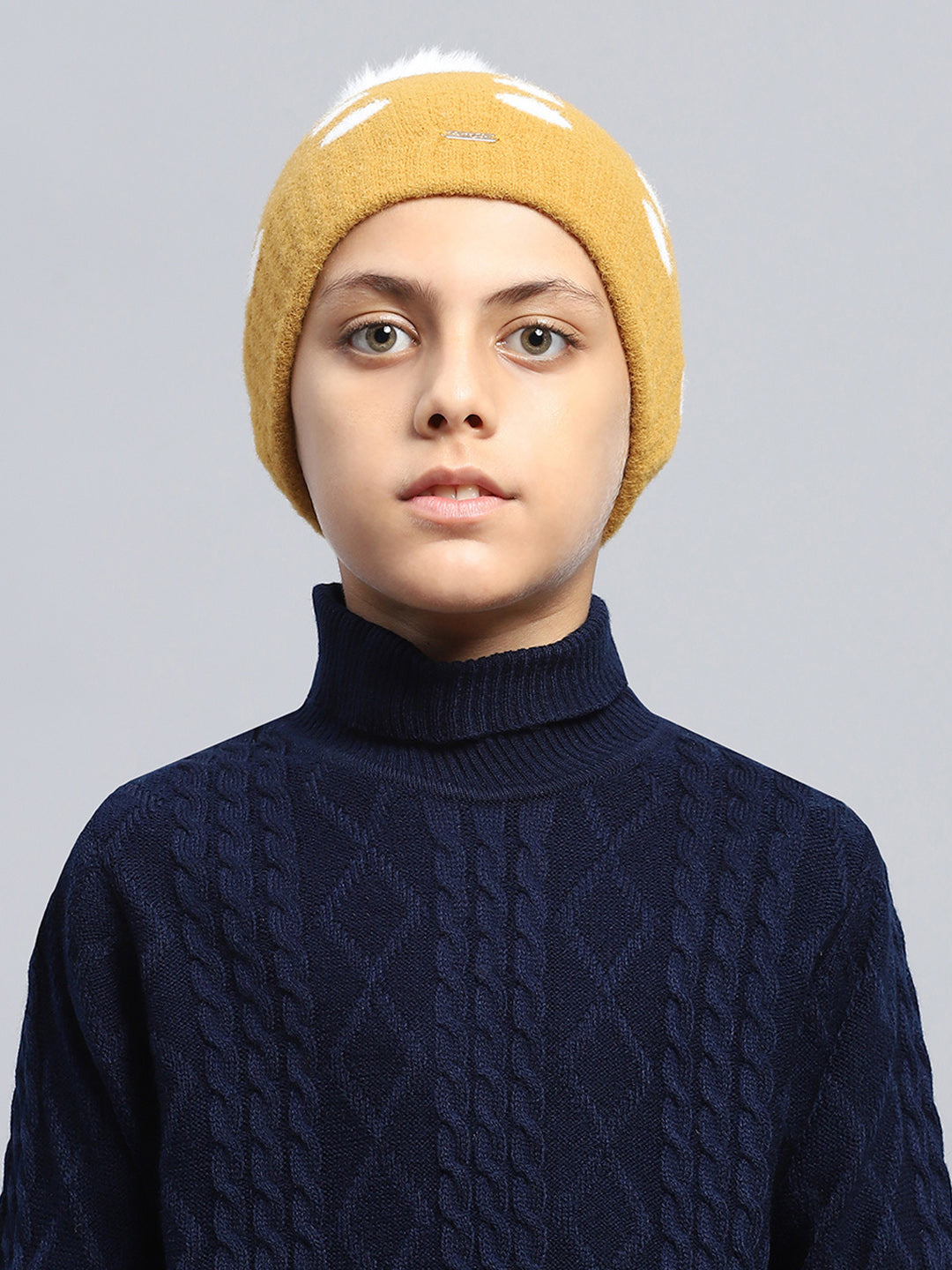 Kids Mustard Self Design Cap