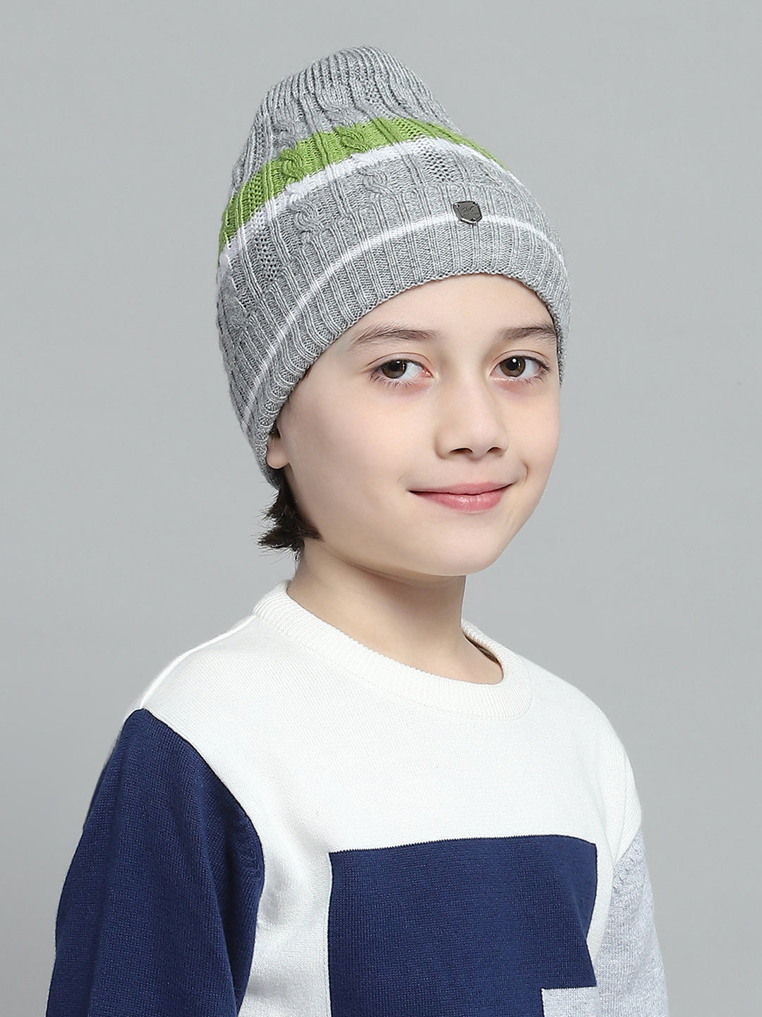 Kids Grey Self Design Cap