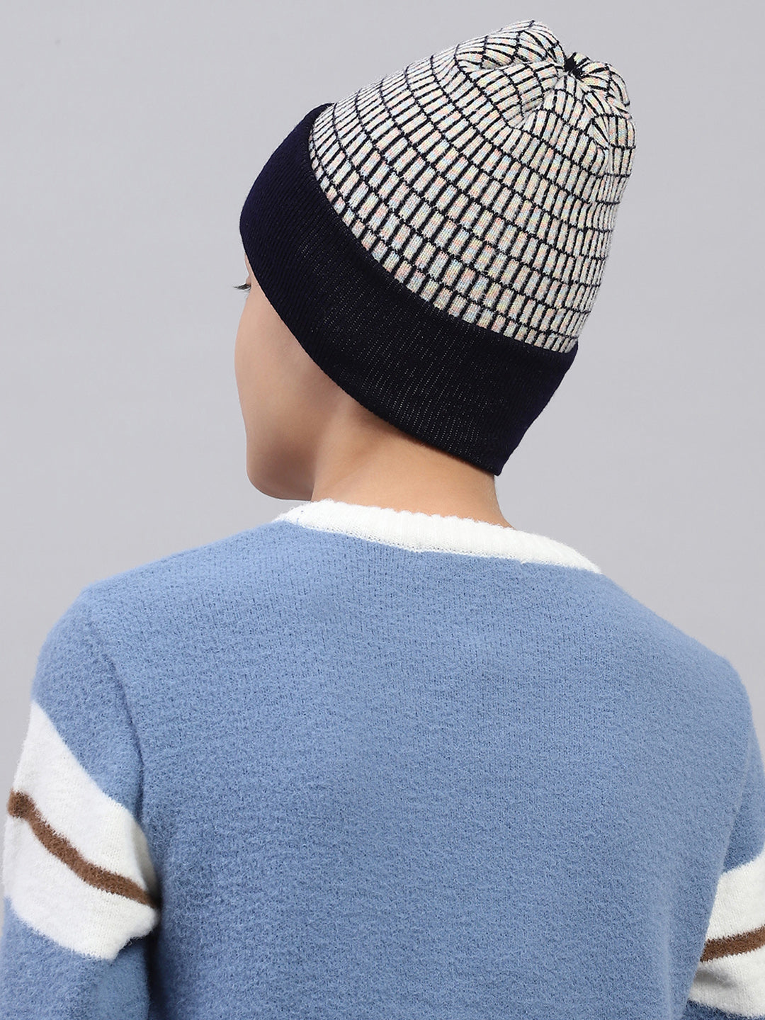 Kids Navy Blue Self Design Cap