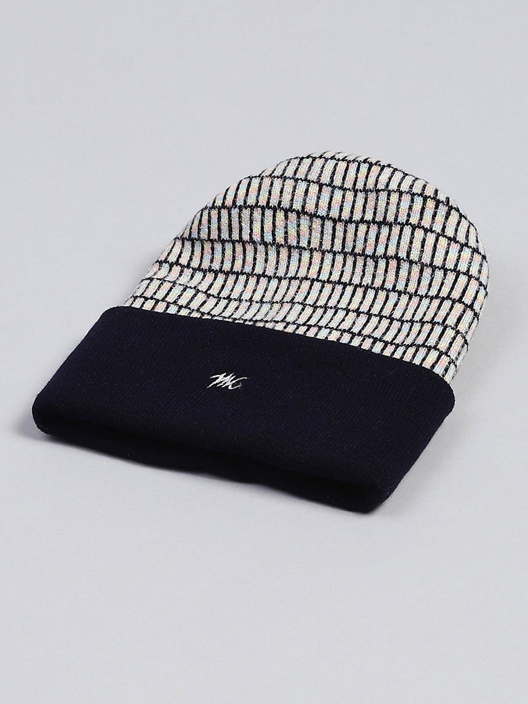 Kids Navy Blue Self Design Cap