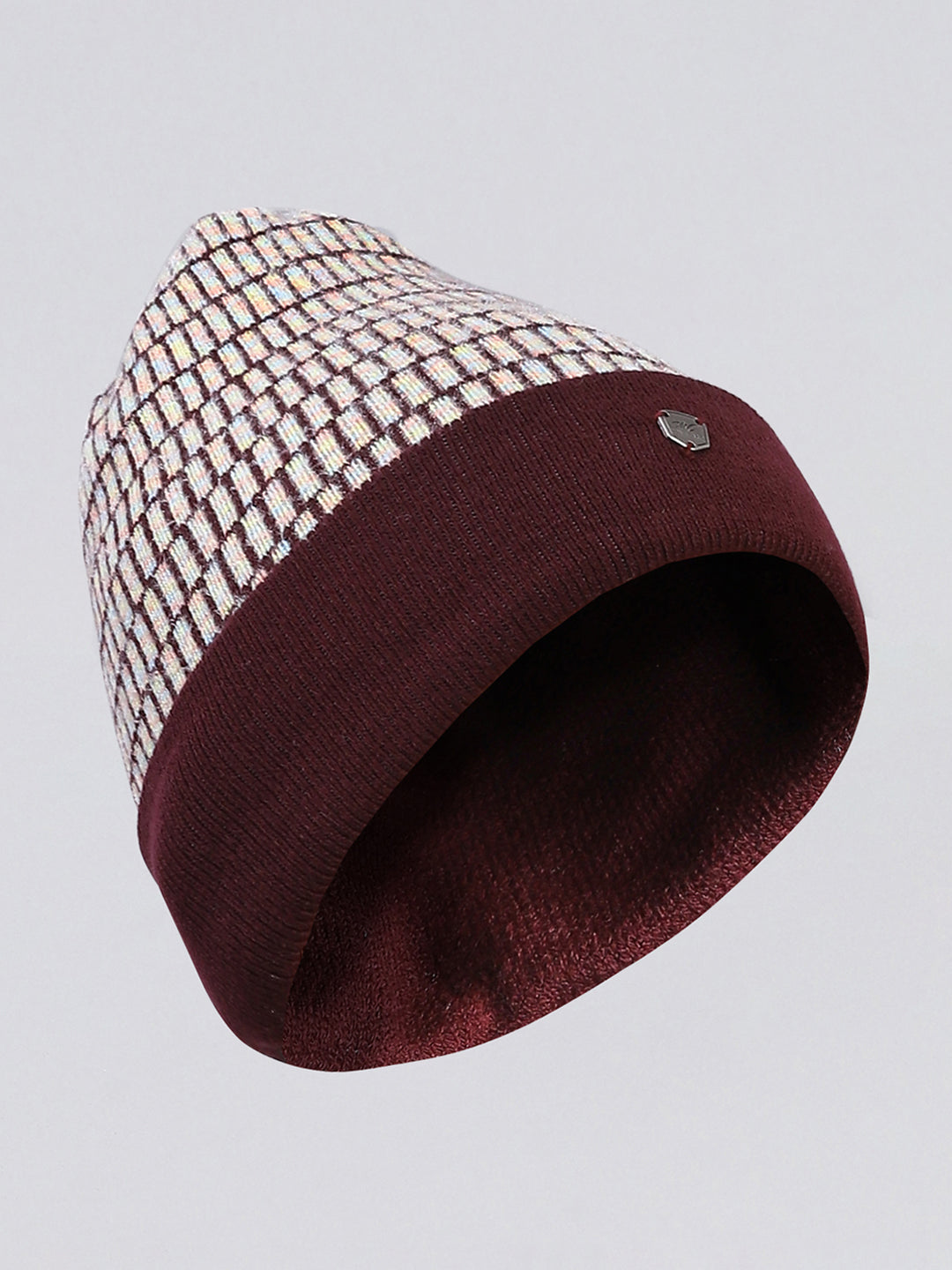 Kids Maroon Self Design Cap