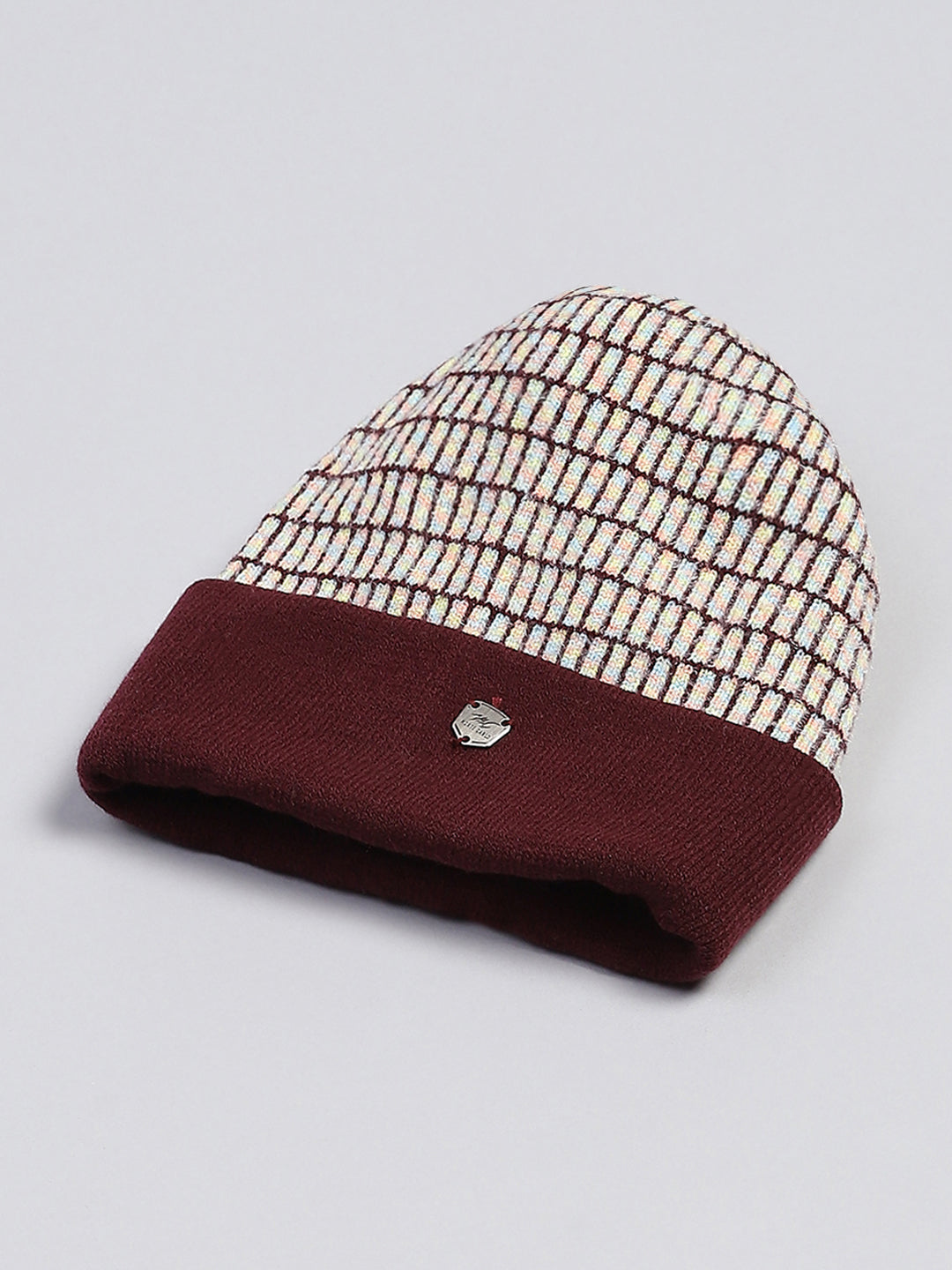 Kids Maroon Self Design Cap