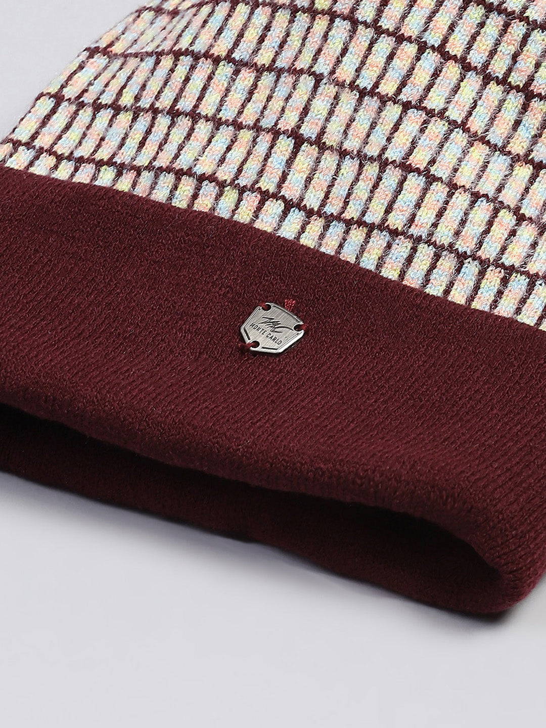 Kids Maroon Self Design Cap