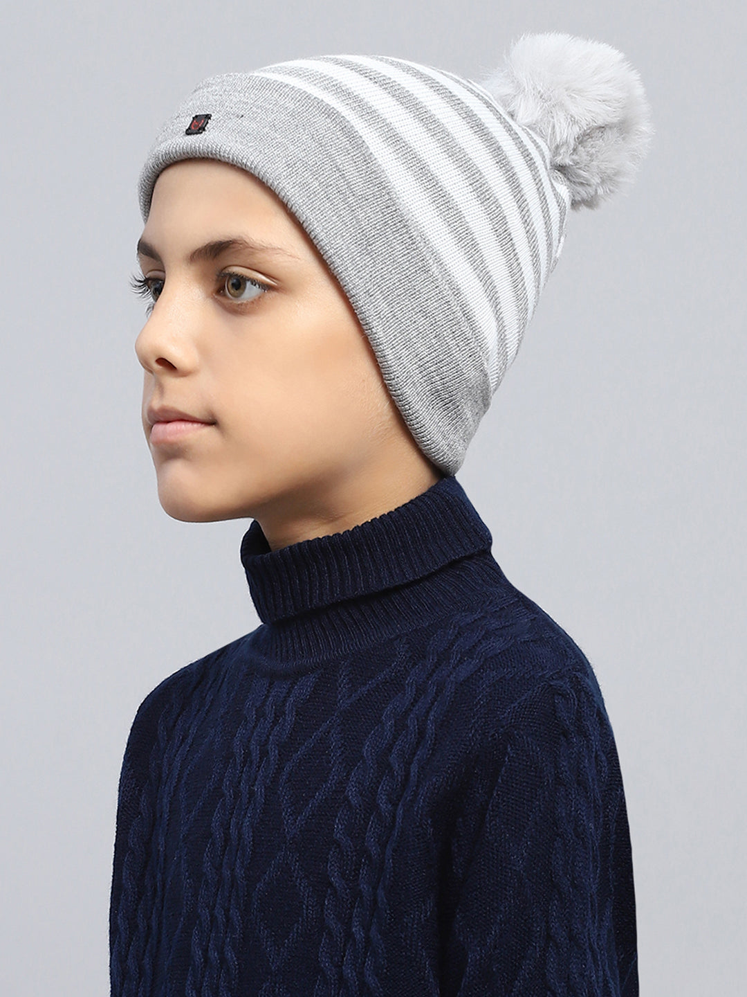 Kids Grey Self Design Cap