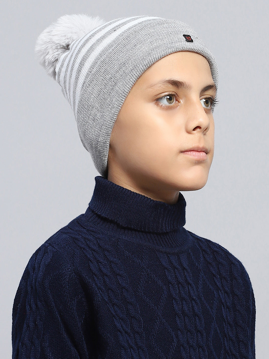 Kids Grey Self Design Cap