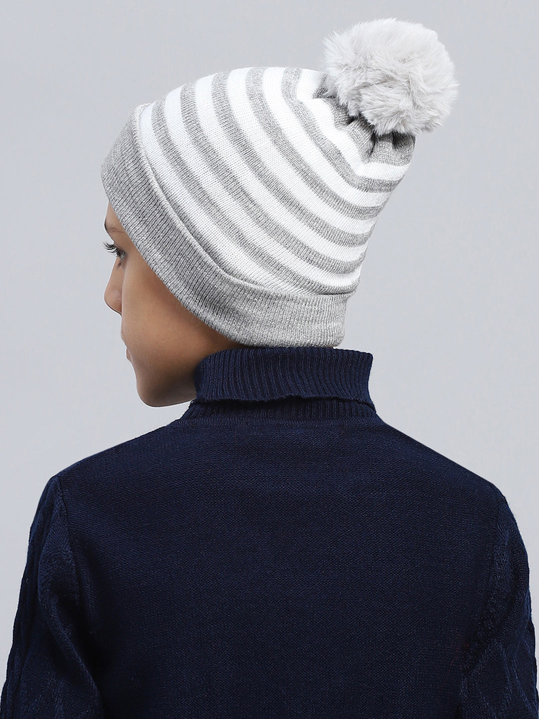 Kids Grey Self Design Cap