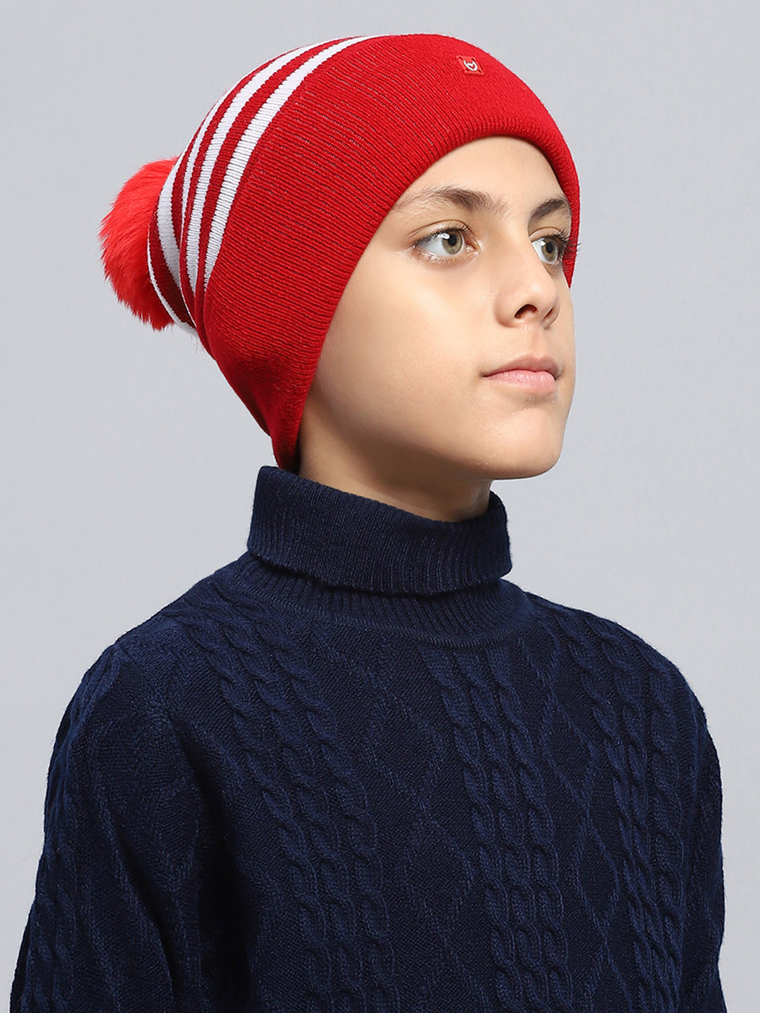 Kids Red Self Design Cap
