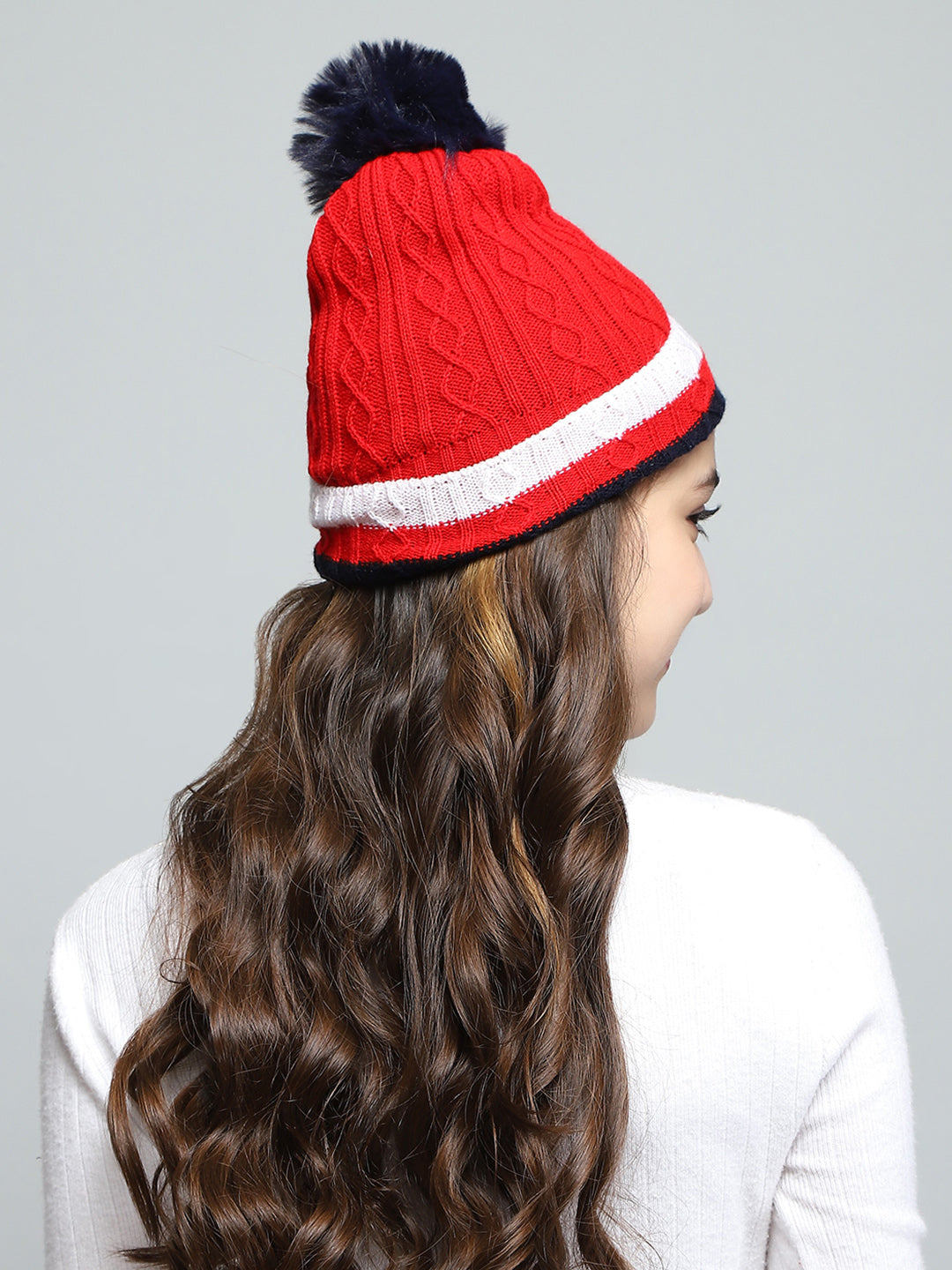 Kids Red Self Design Cap